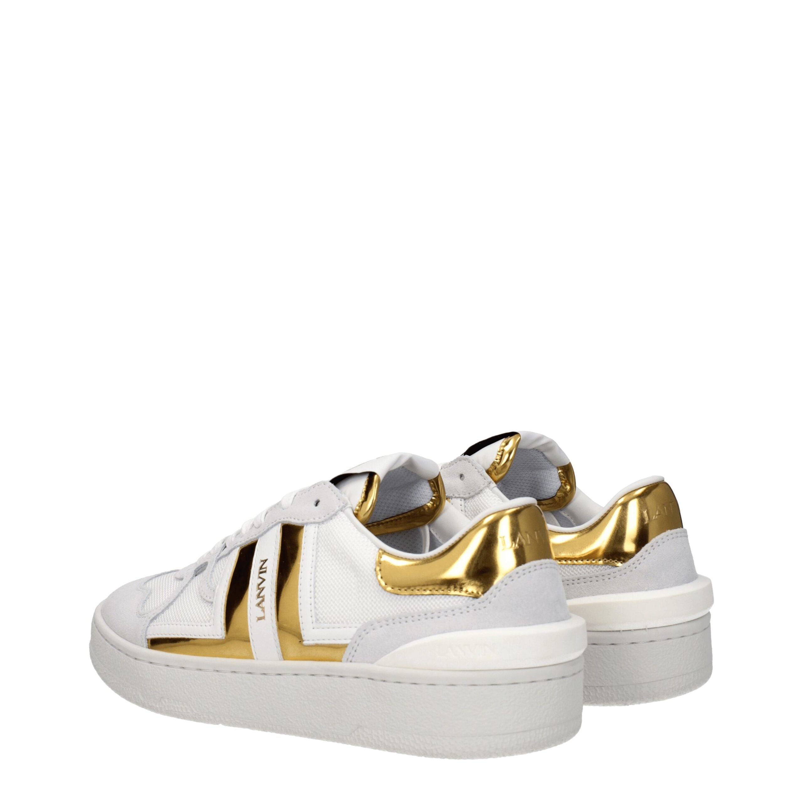 White Fabric Low Top Sneakers
