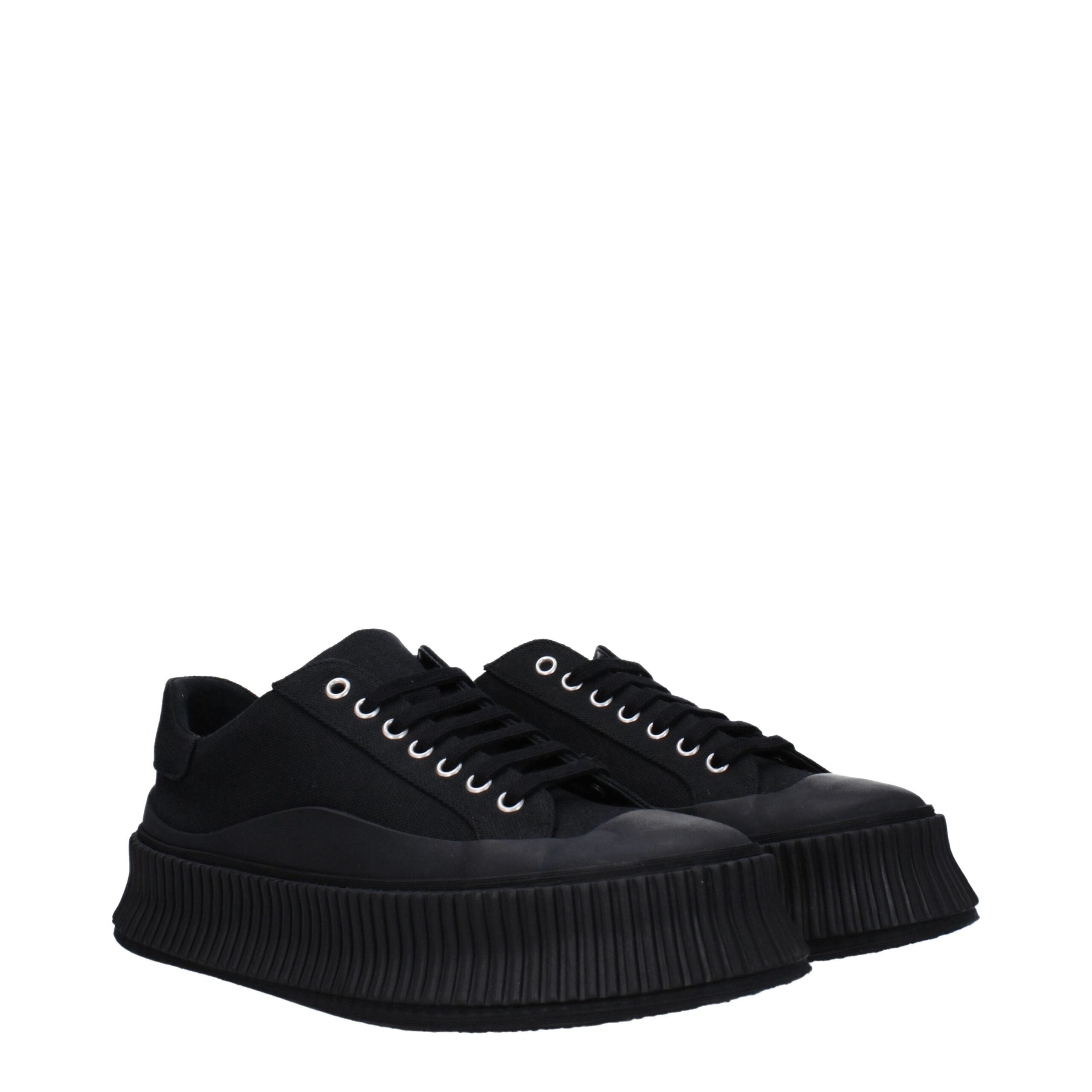 Black Fabric Platform Sneakers - ventzia