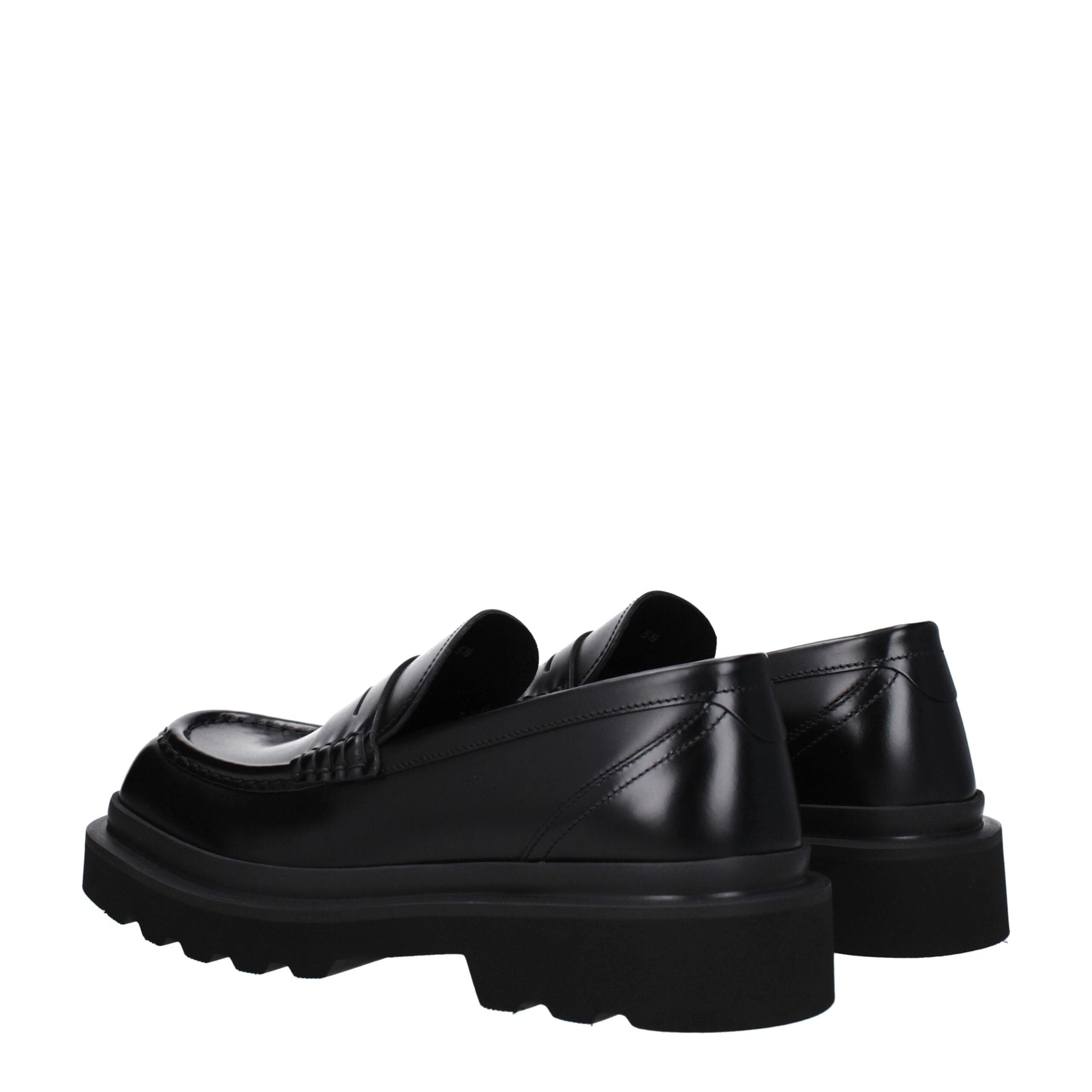 Black Leather Slip-On Loafers