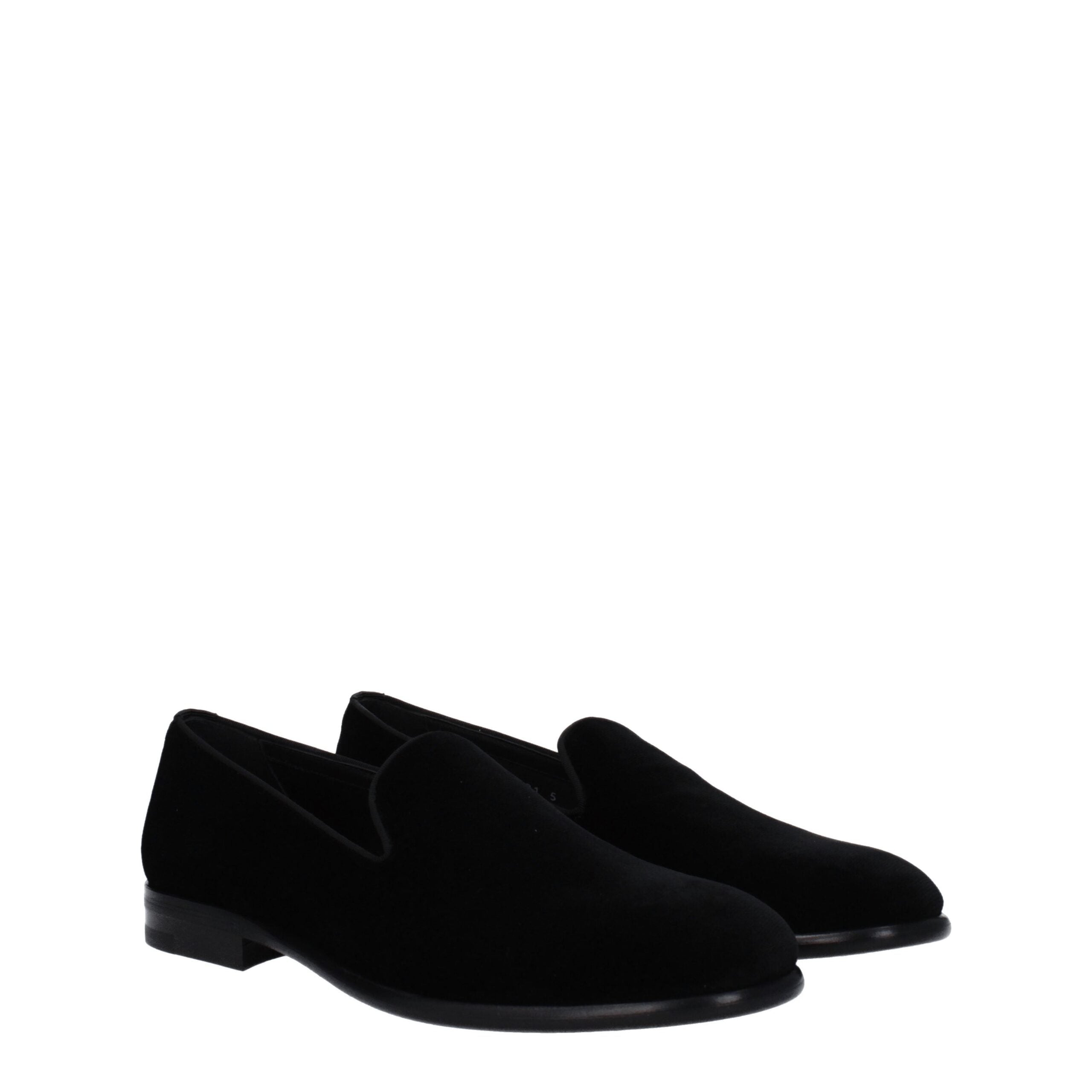 Black Velvet Slip-On Loafers - ventzia