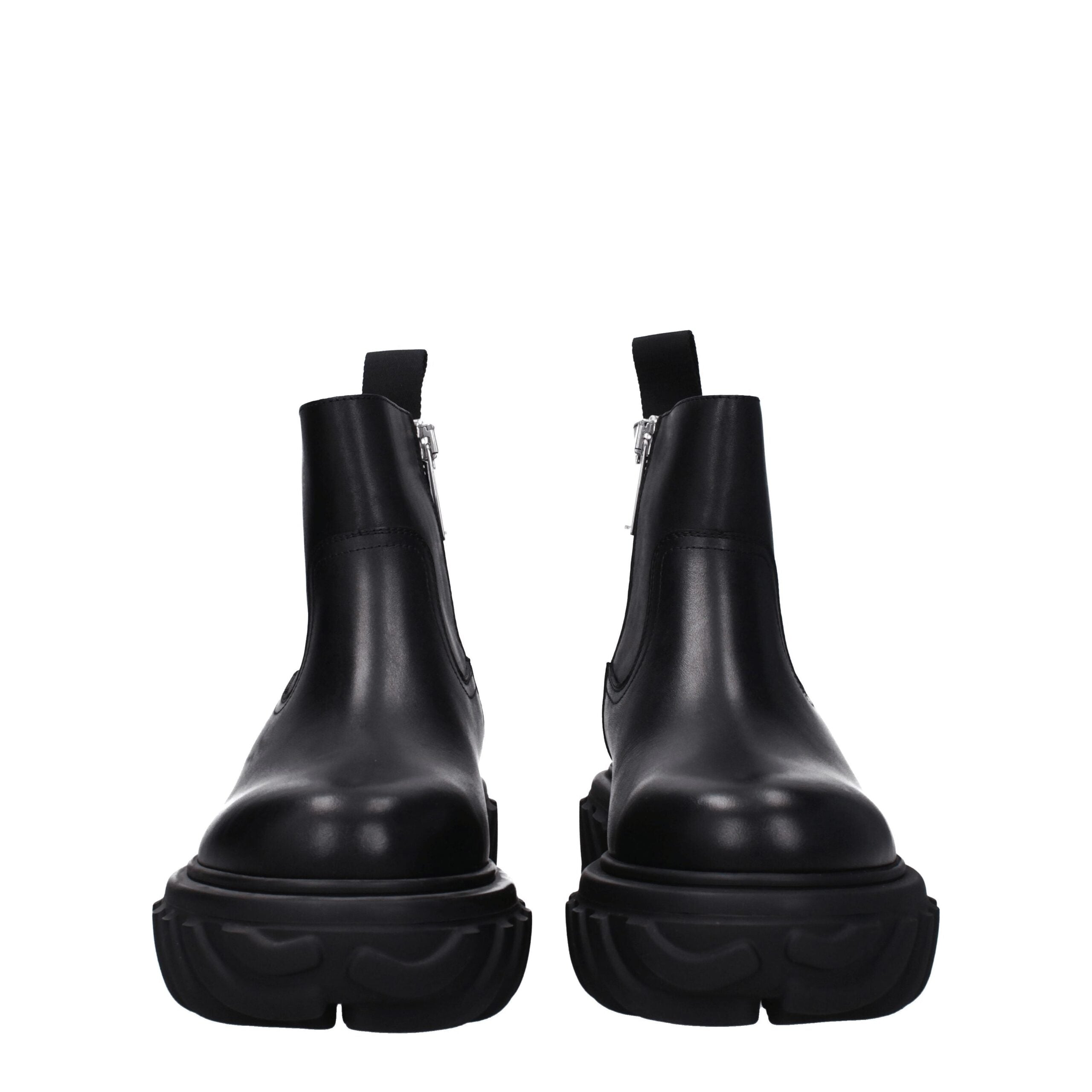 Black Leather Ankle Boots - ventzia