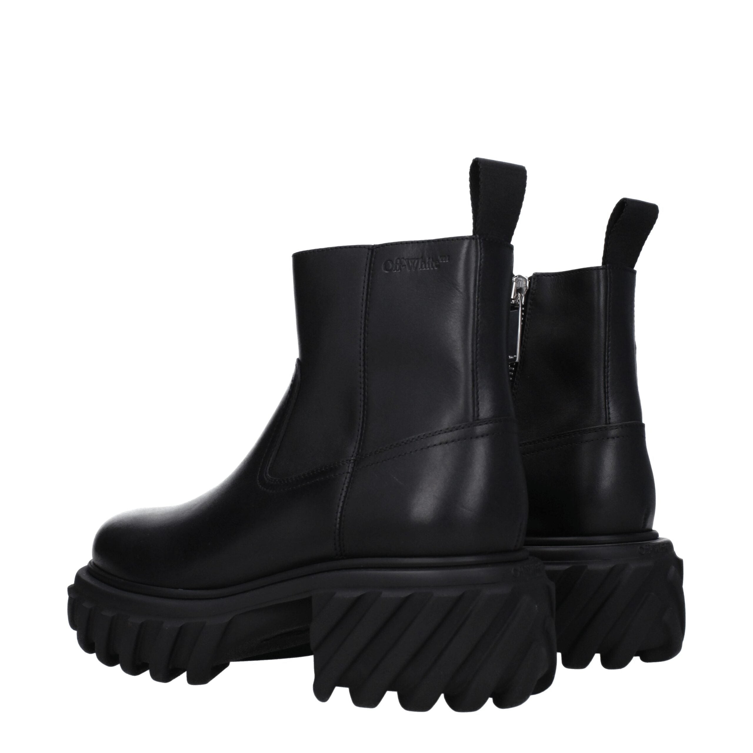 Black Leather Ankle Boots - ventzia