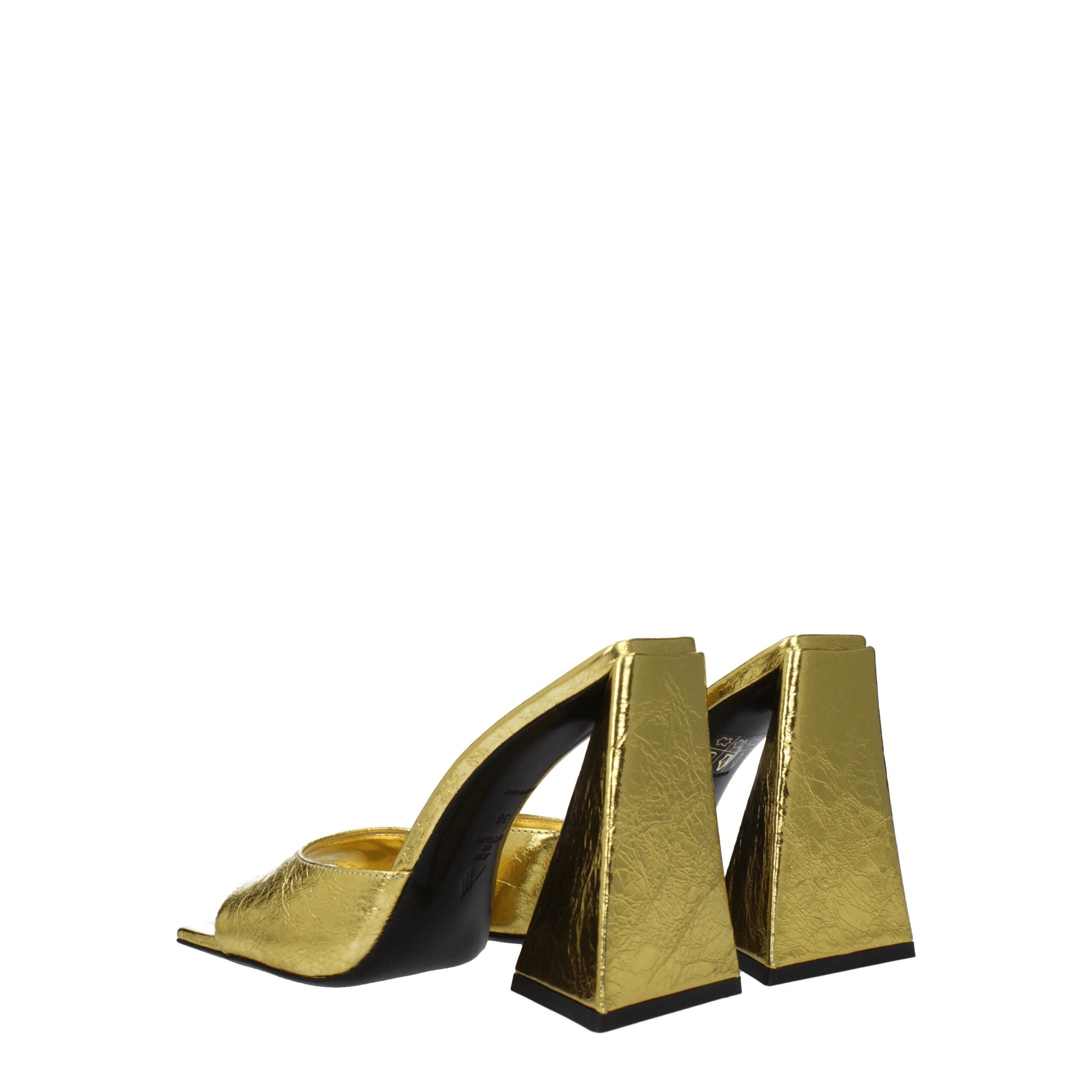 Gold Leather Platform Sandals - ventzia