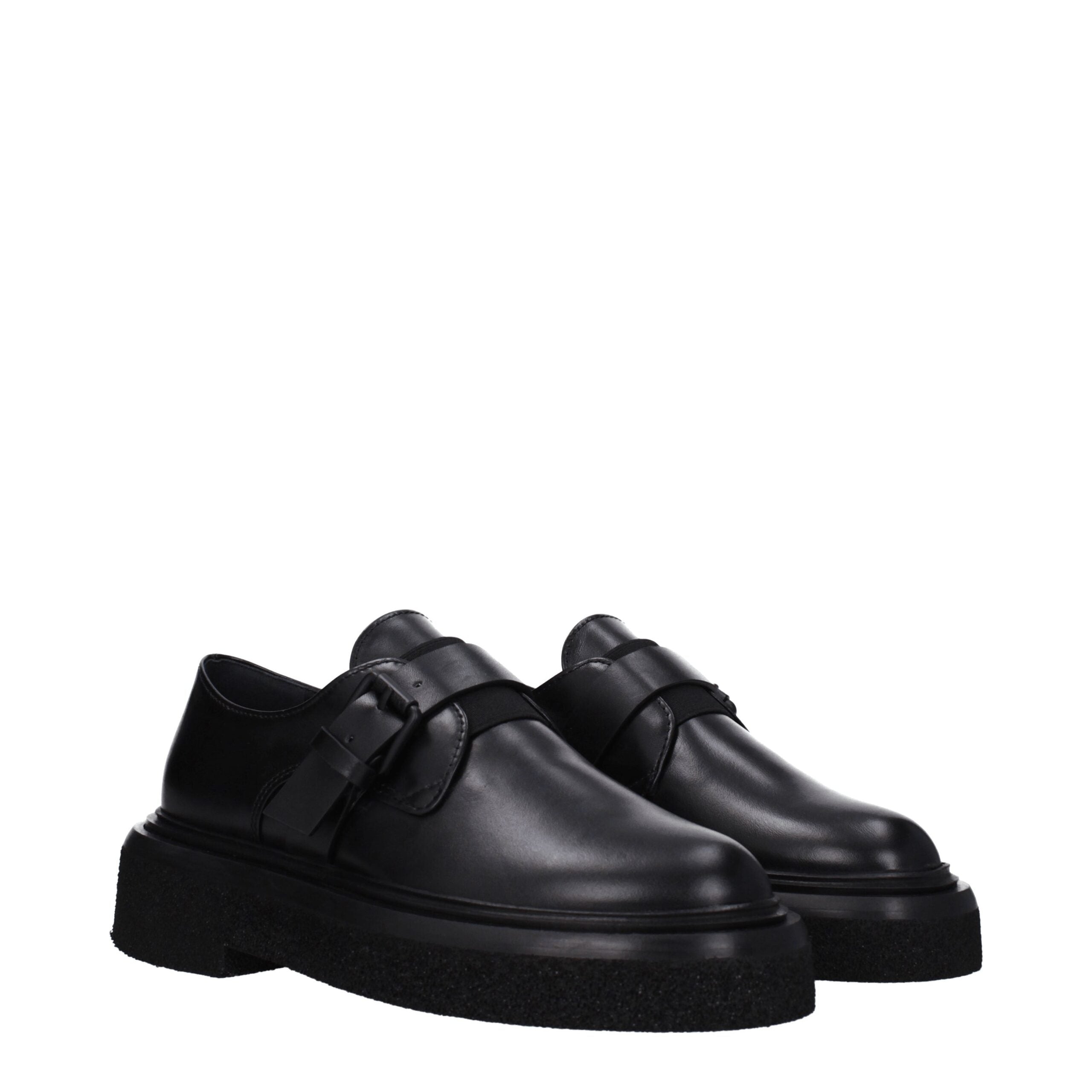 Black Leather Oxfords And Derbies - ventzia