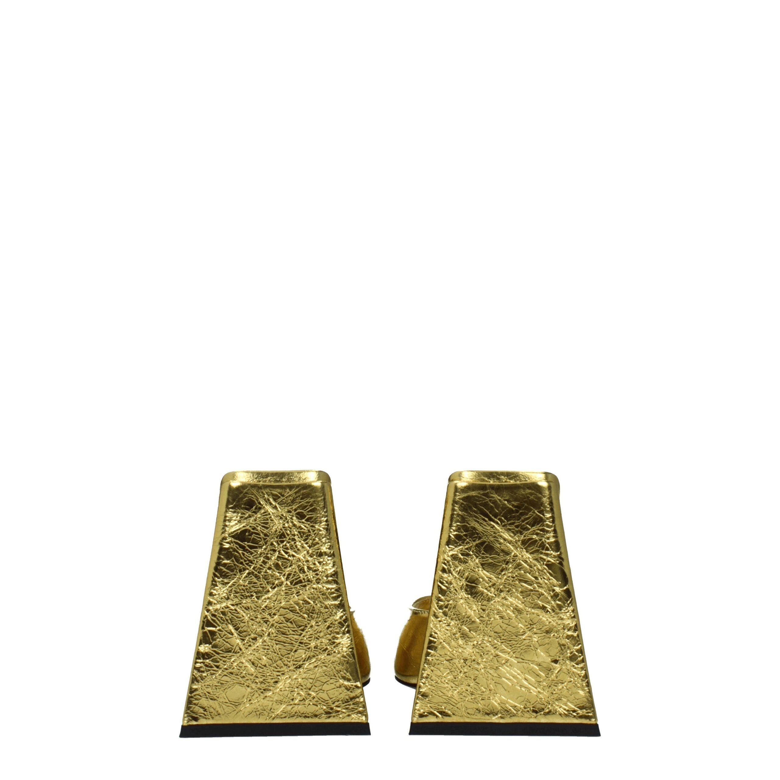 Gold Leather Platform Sandals - ventzia