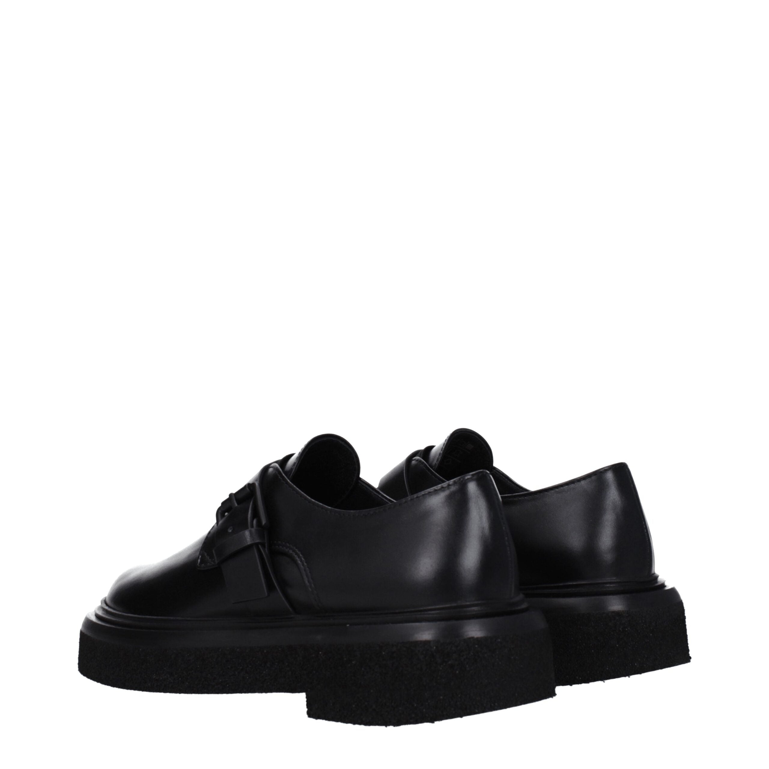 Black Leather Oxfords And Derbies - ventzia