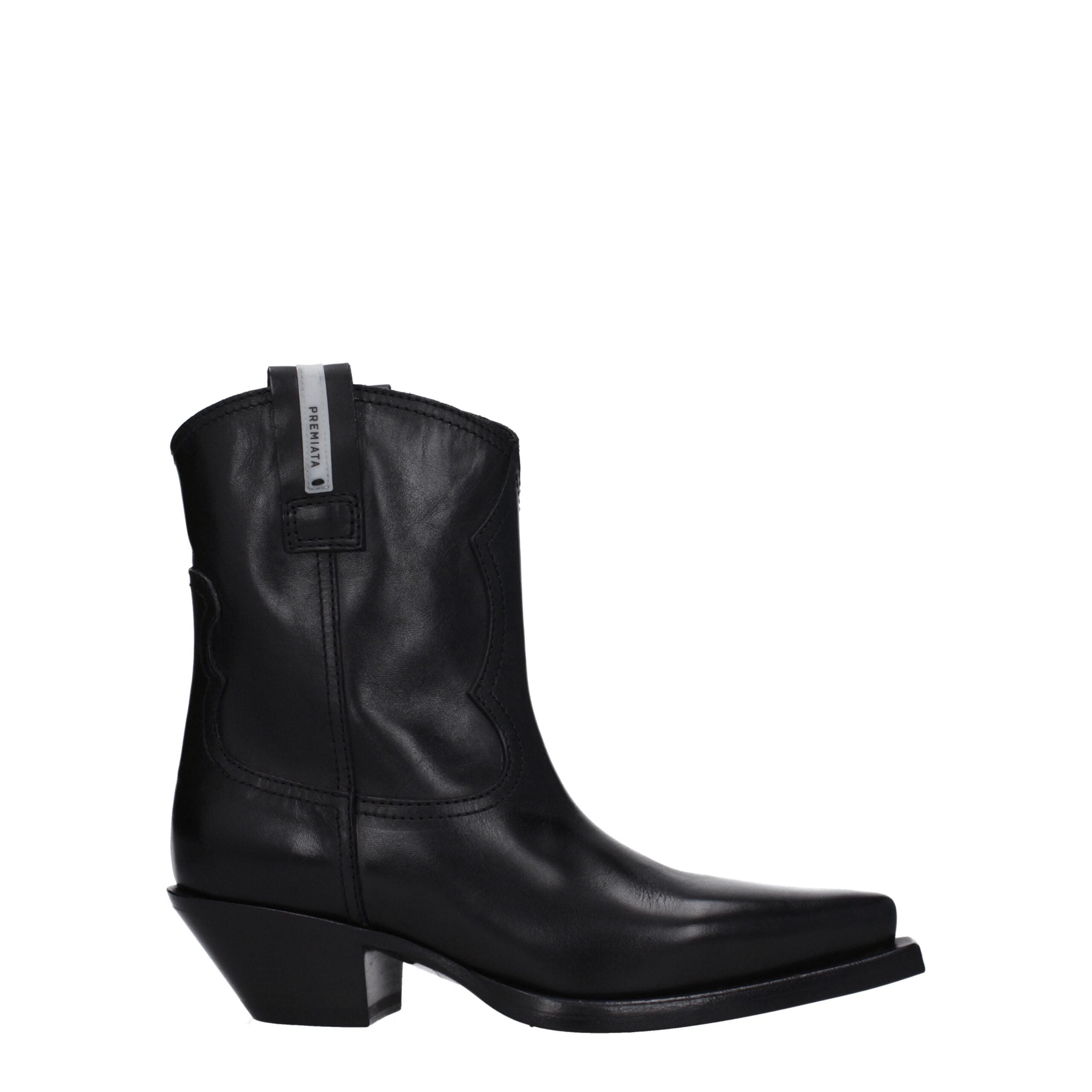 Black Leather Ankle Boots - ventzia