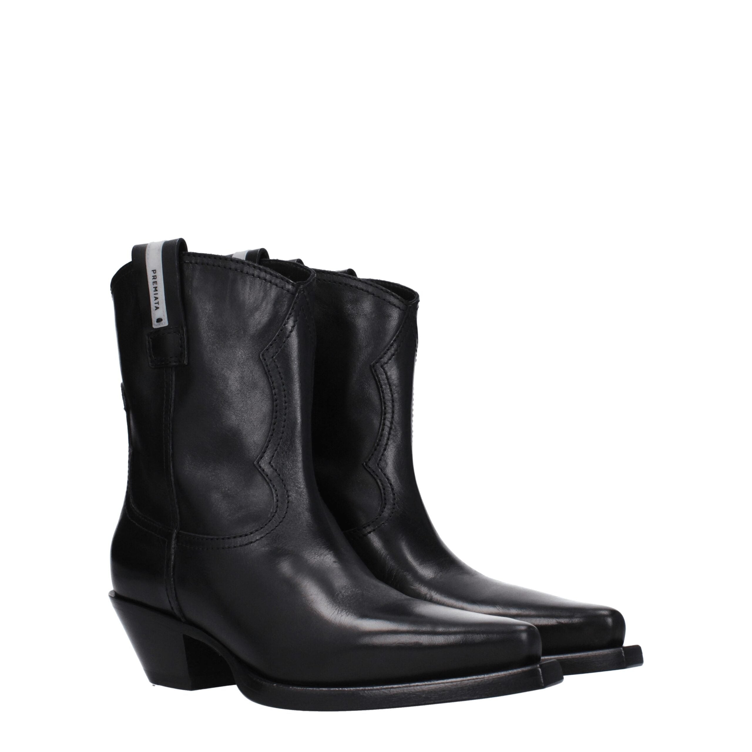 Black Leather Ankle Boots - ventzia