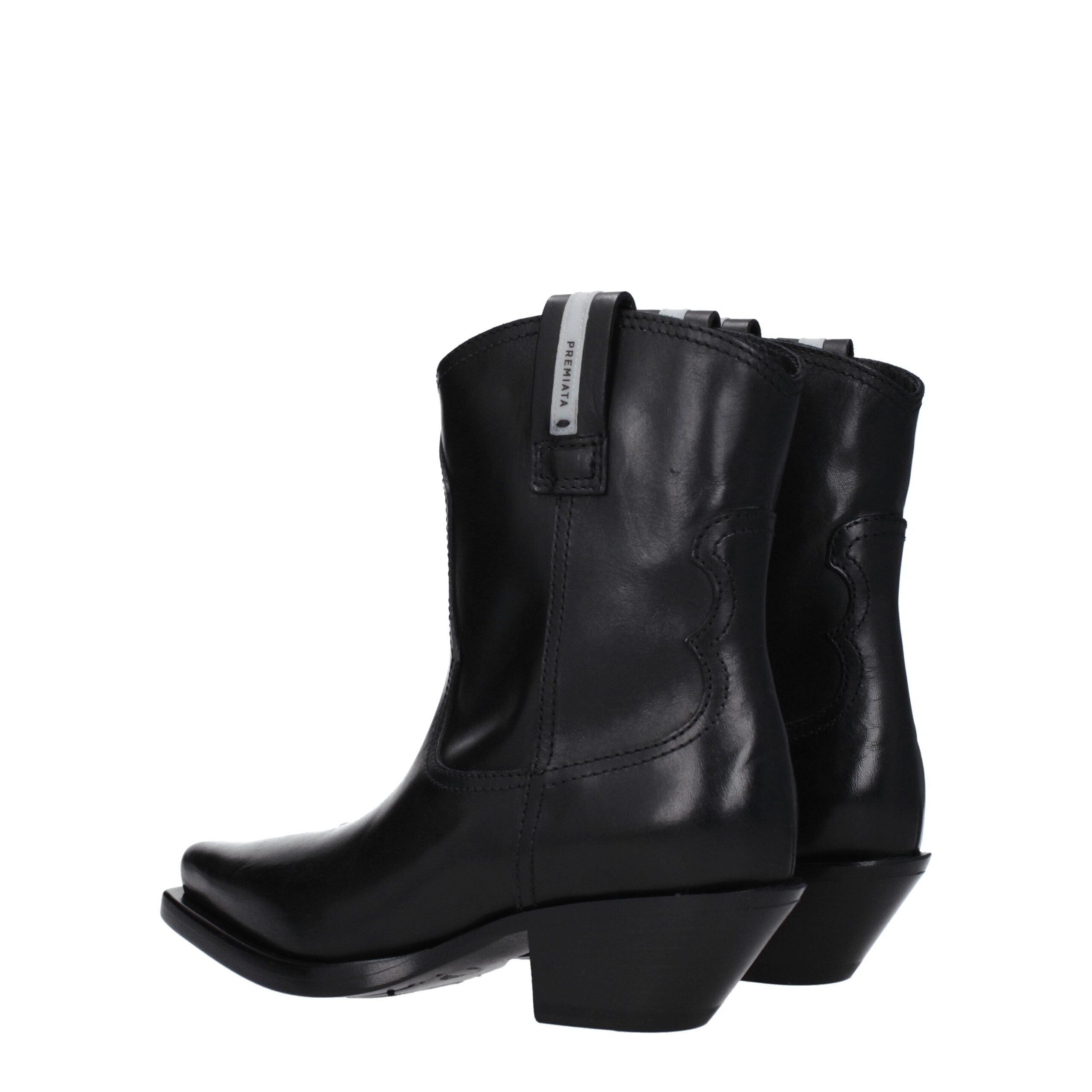 Black Leather Ankle Boots - ventzia