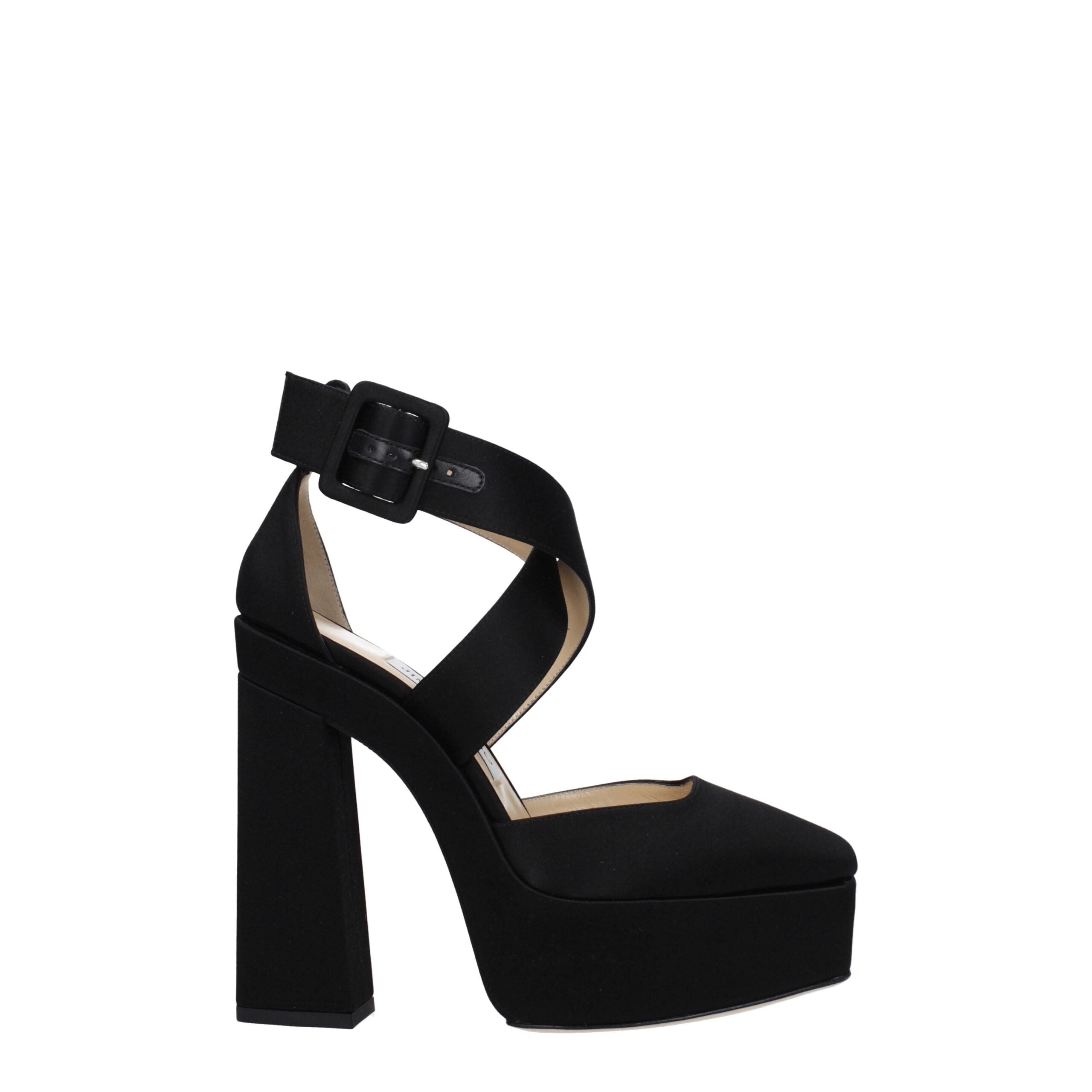 Black Satin Platform Sandals - ventzia