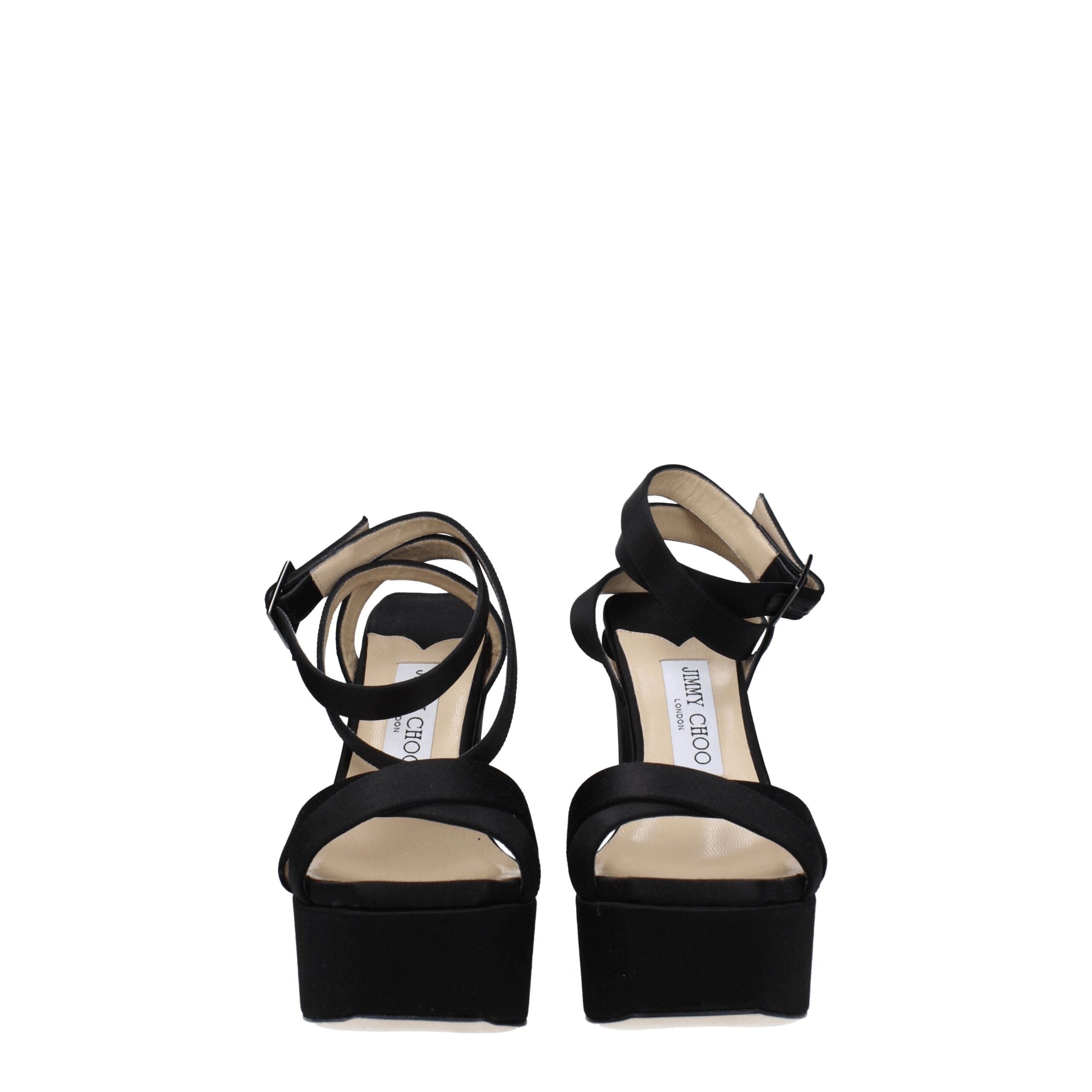 Black Satin Platform Sandals - ventzia