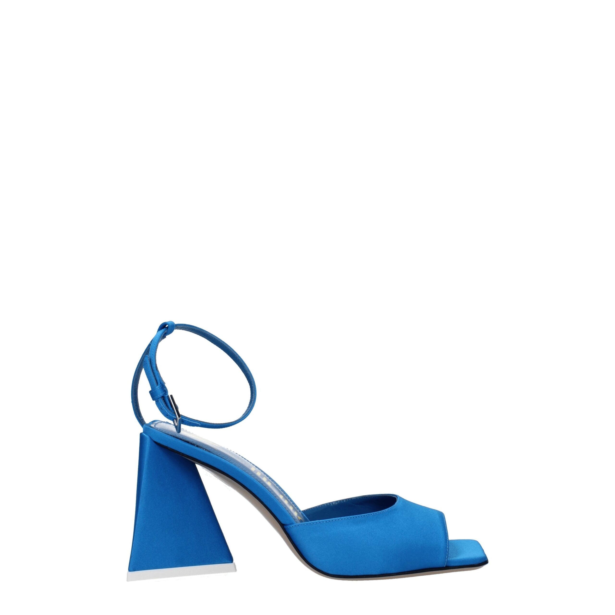 Blue Satin Stiletto Heel Sandals - ventzia