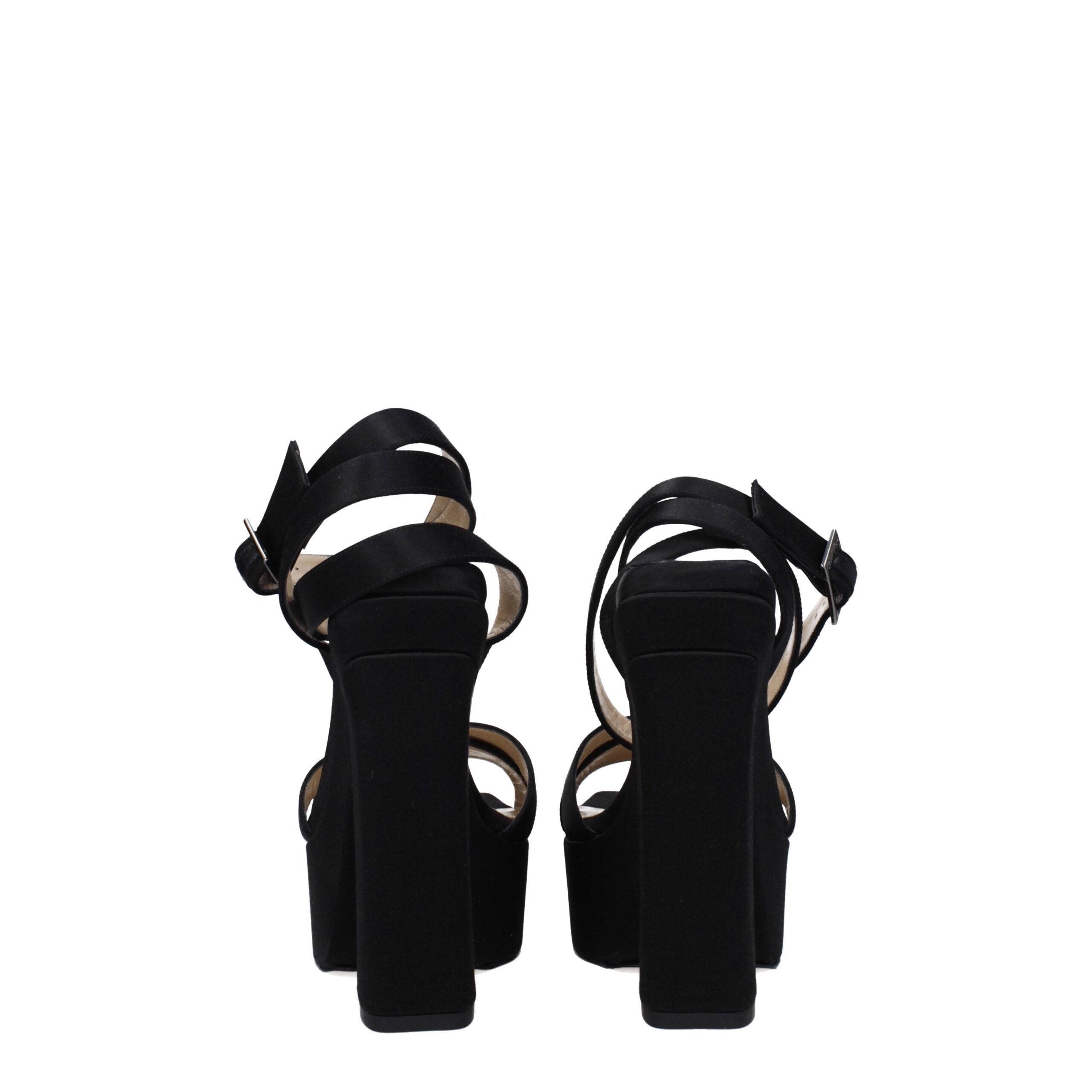 Black Satin Platform Sandals - ventzia