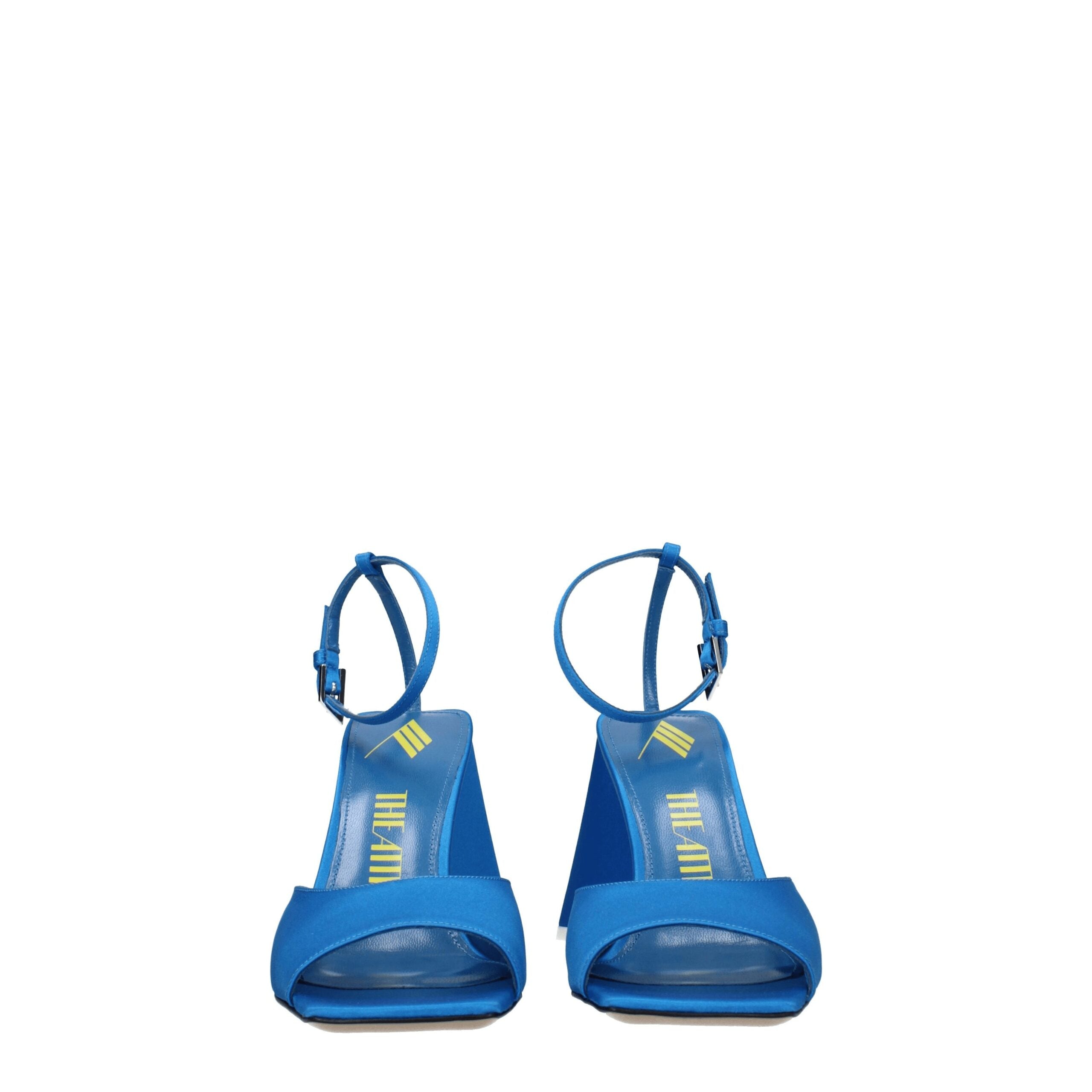 Blue Satin Stiletto Heel Sandals - ventzia
