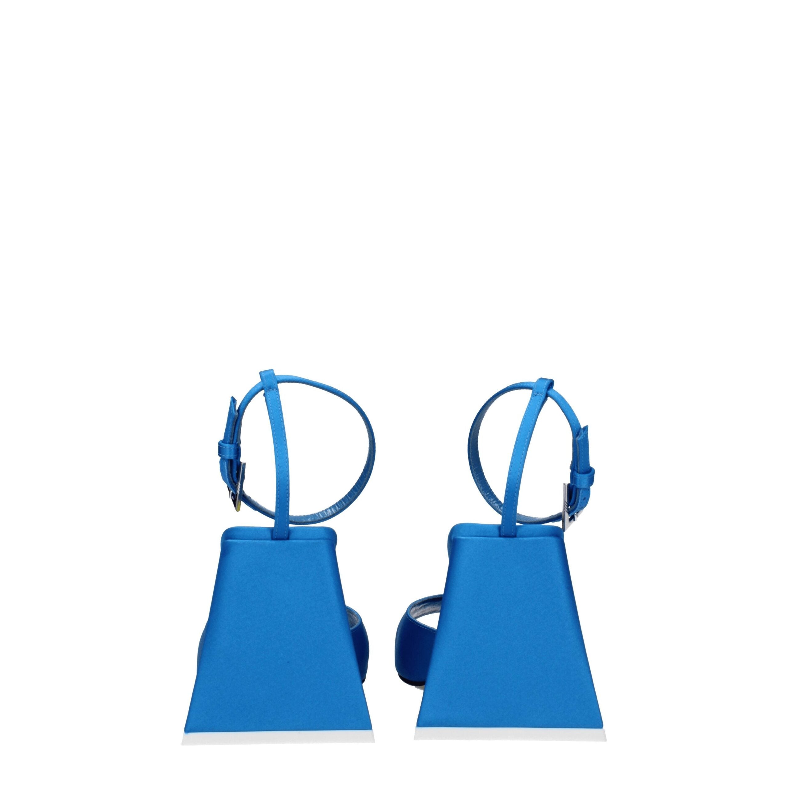 Blue Satin Stiletto Heel Sandals - ventzia