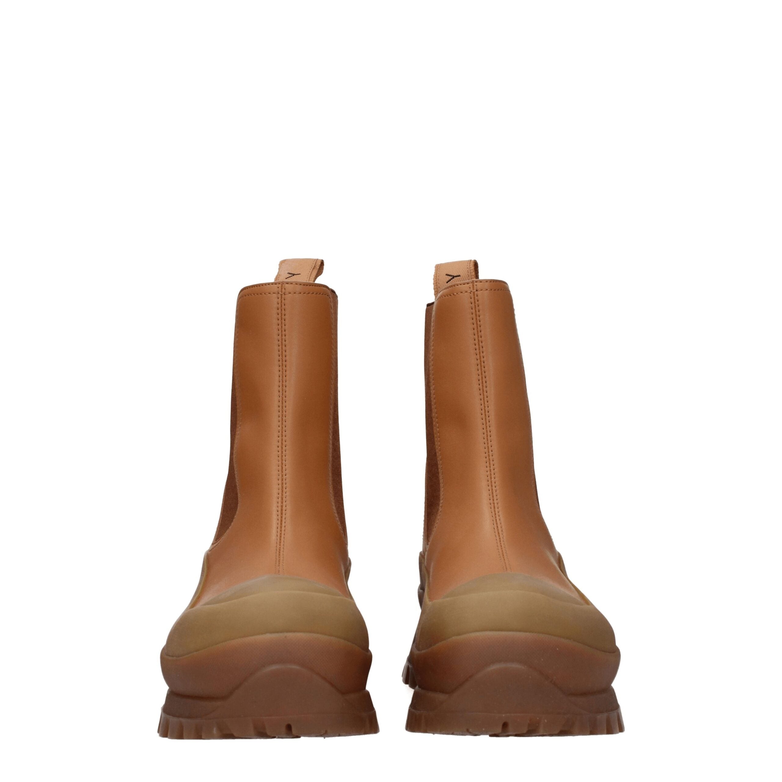 Brown Leather Ankle Boots - ventzia
