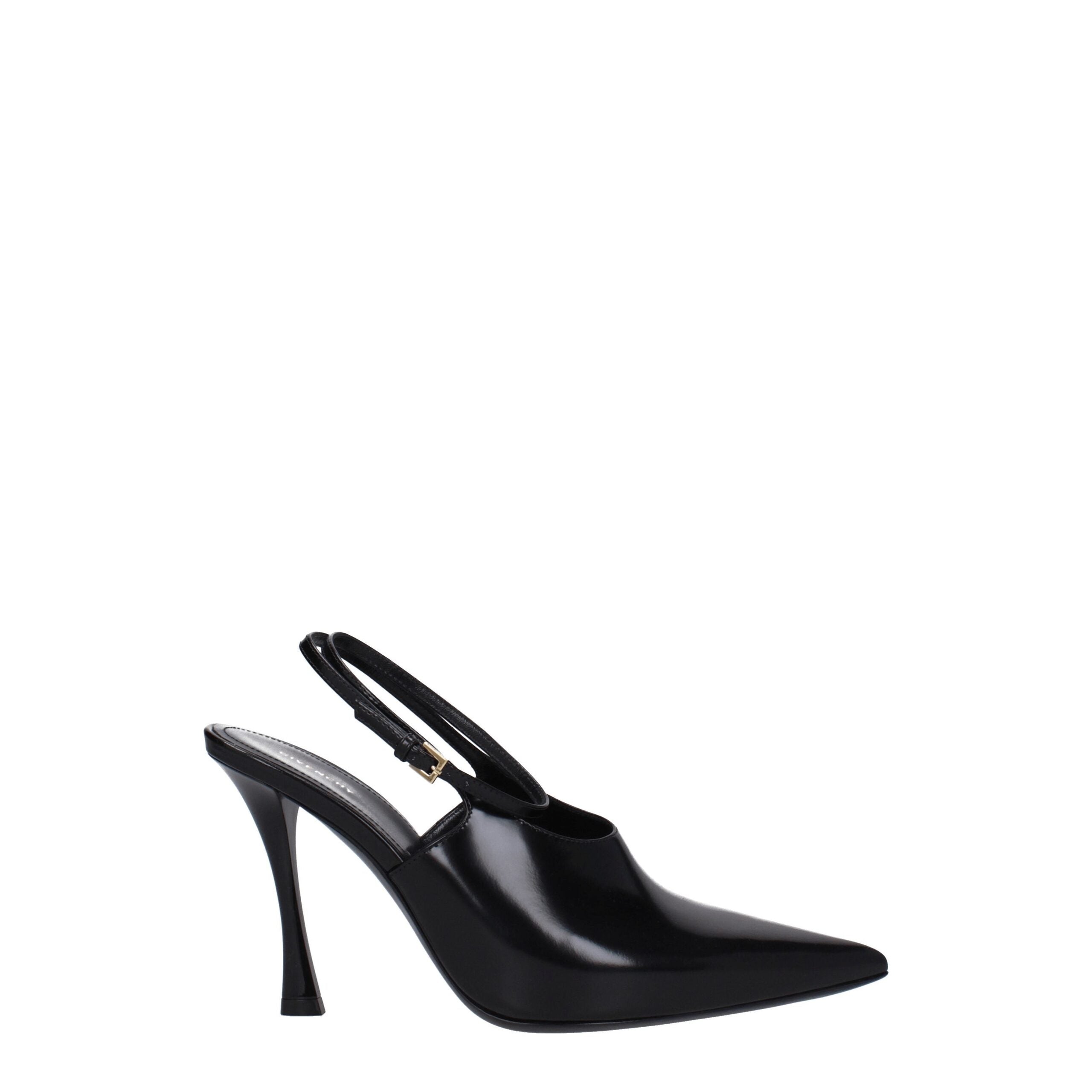 Black Leather High Heel Pumps - ventzia