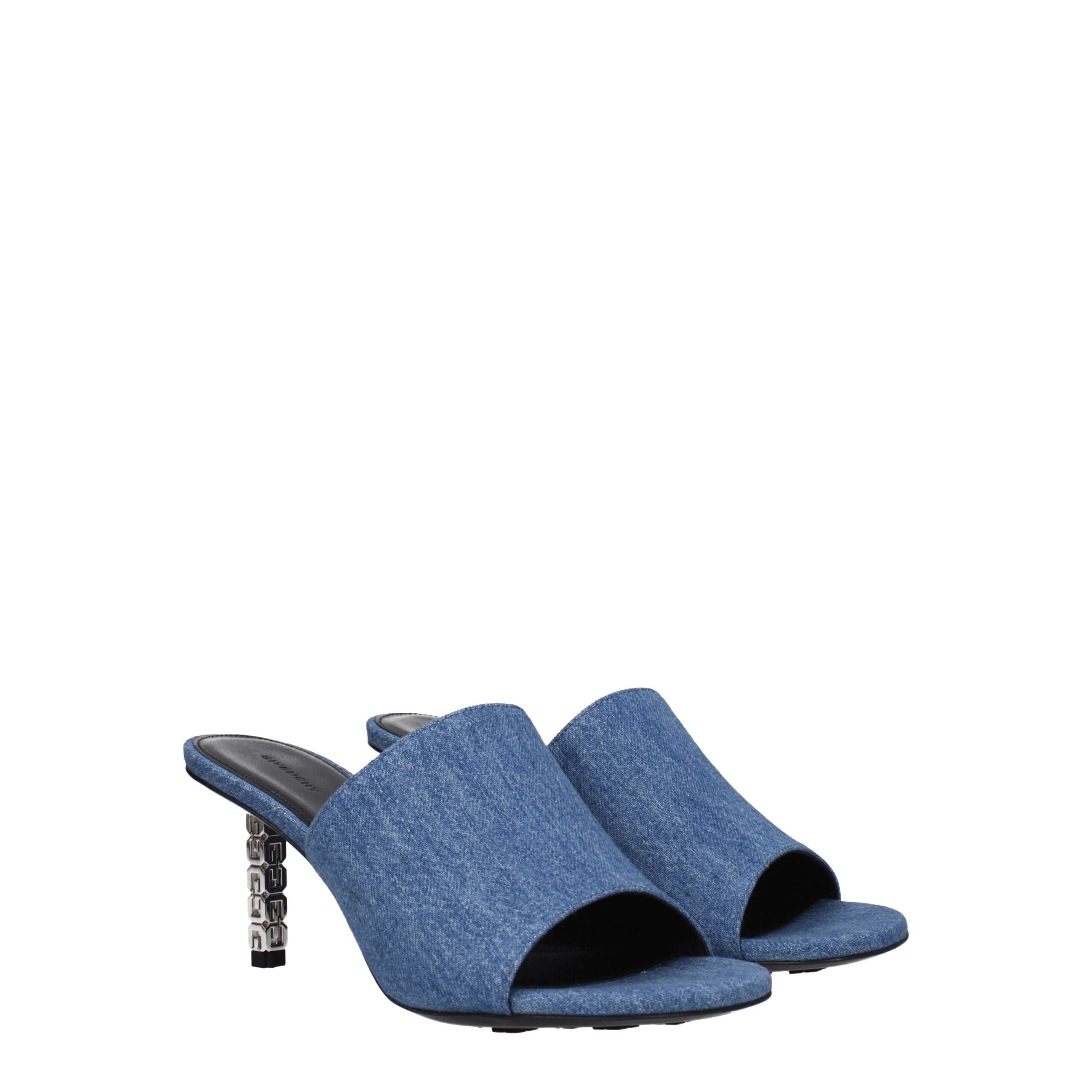 Blue Fabric Platform Sandals - ventzia