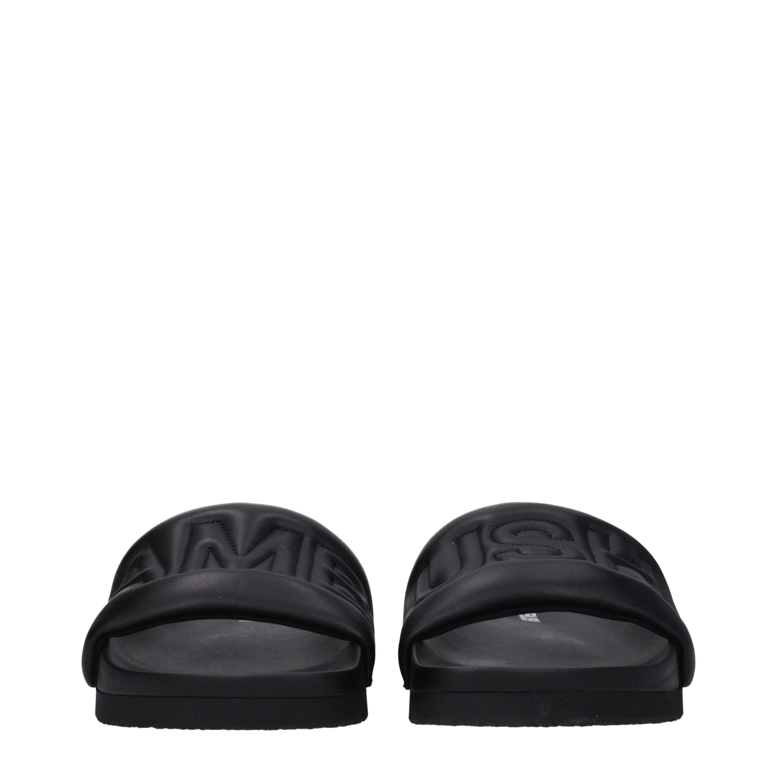 Black Leather Slippers