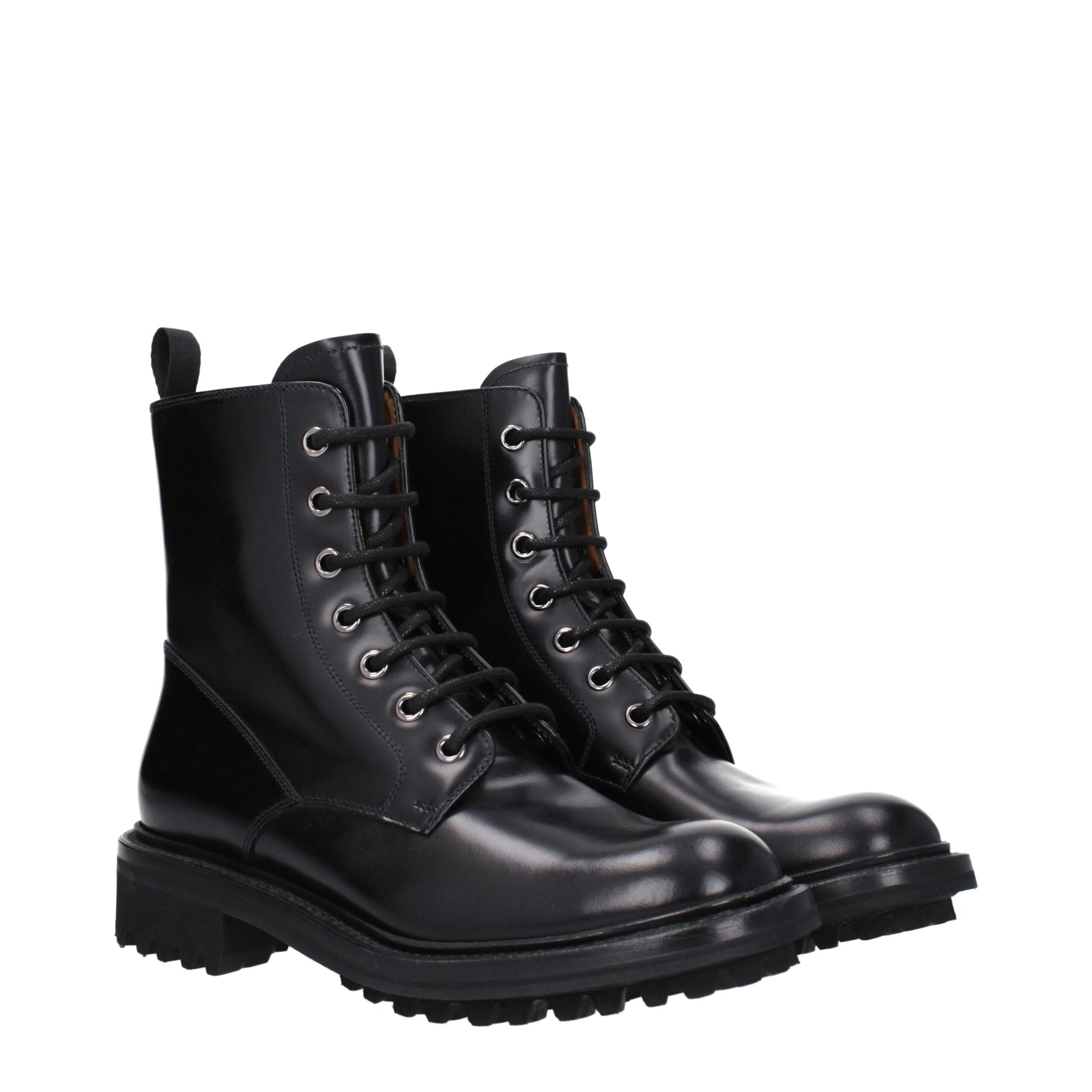 Black Leather Ankle Boots - ventzia