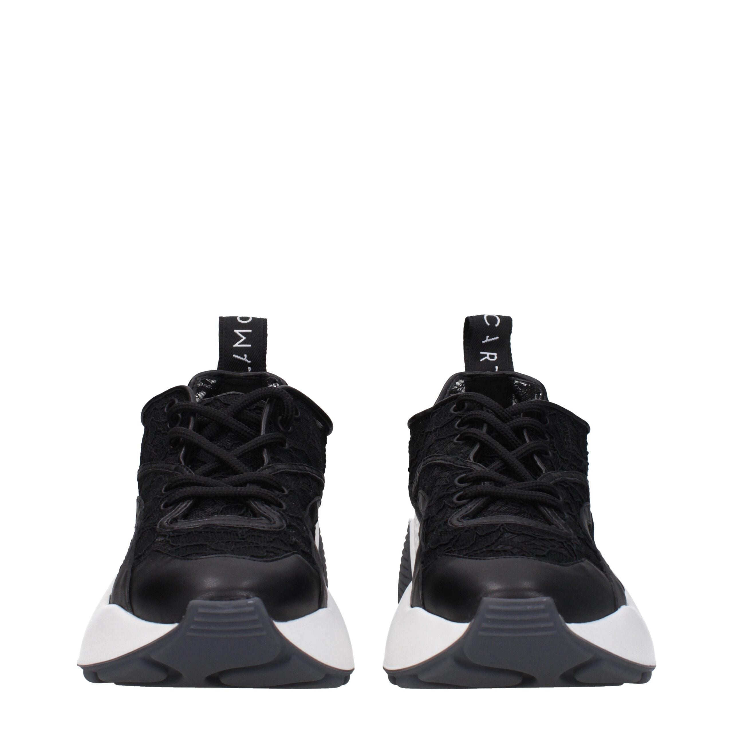 Black Fabric Chunky Sneakers