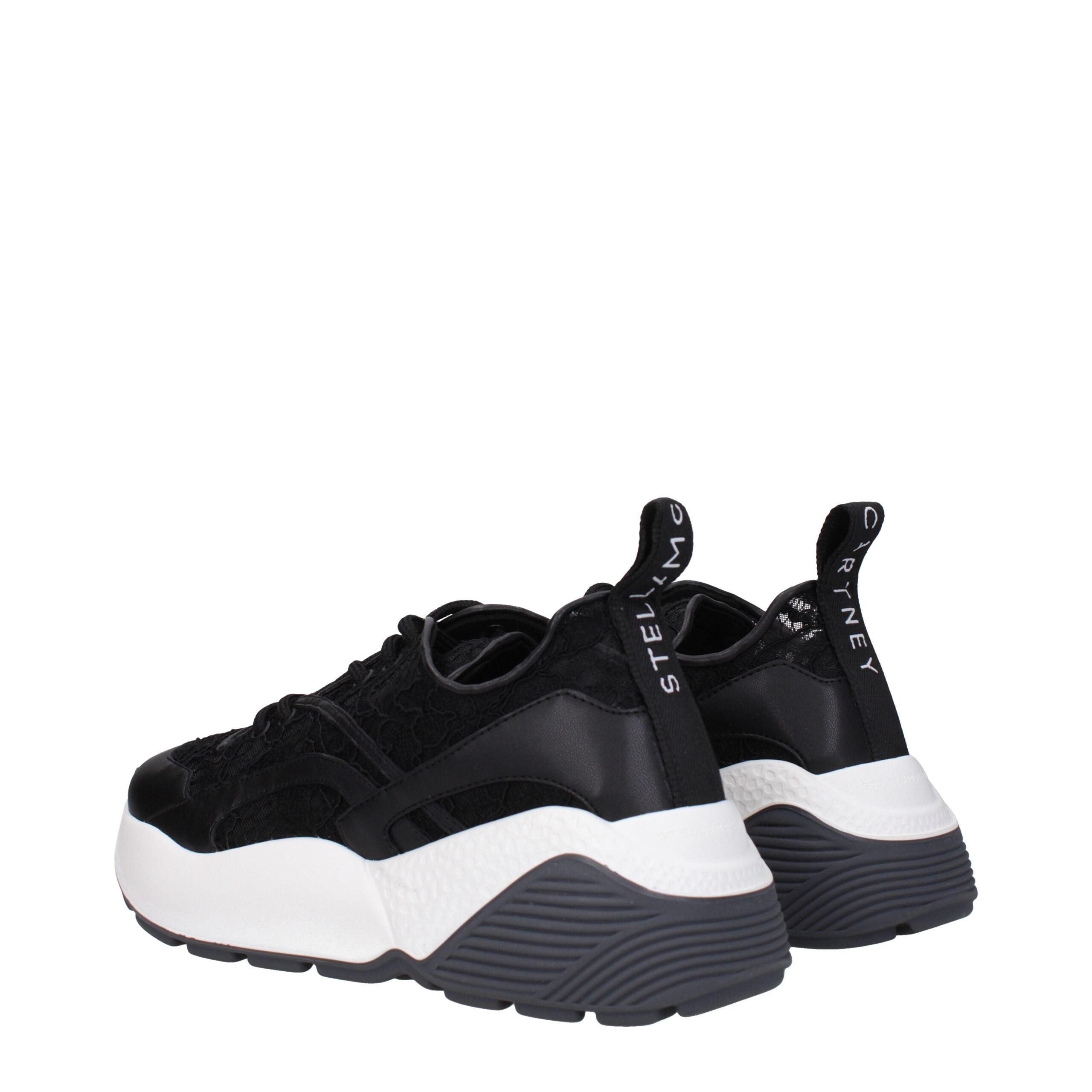 Black Fabric Chunky Sneakers