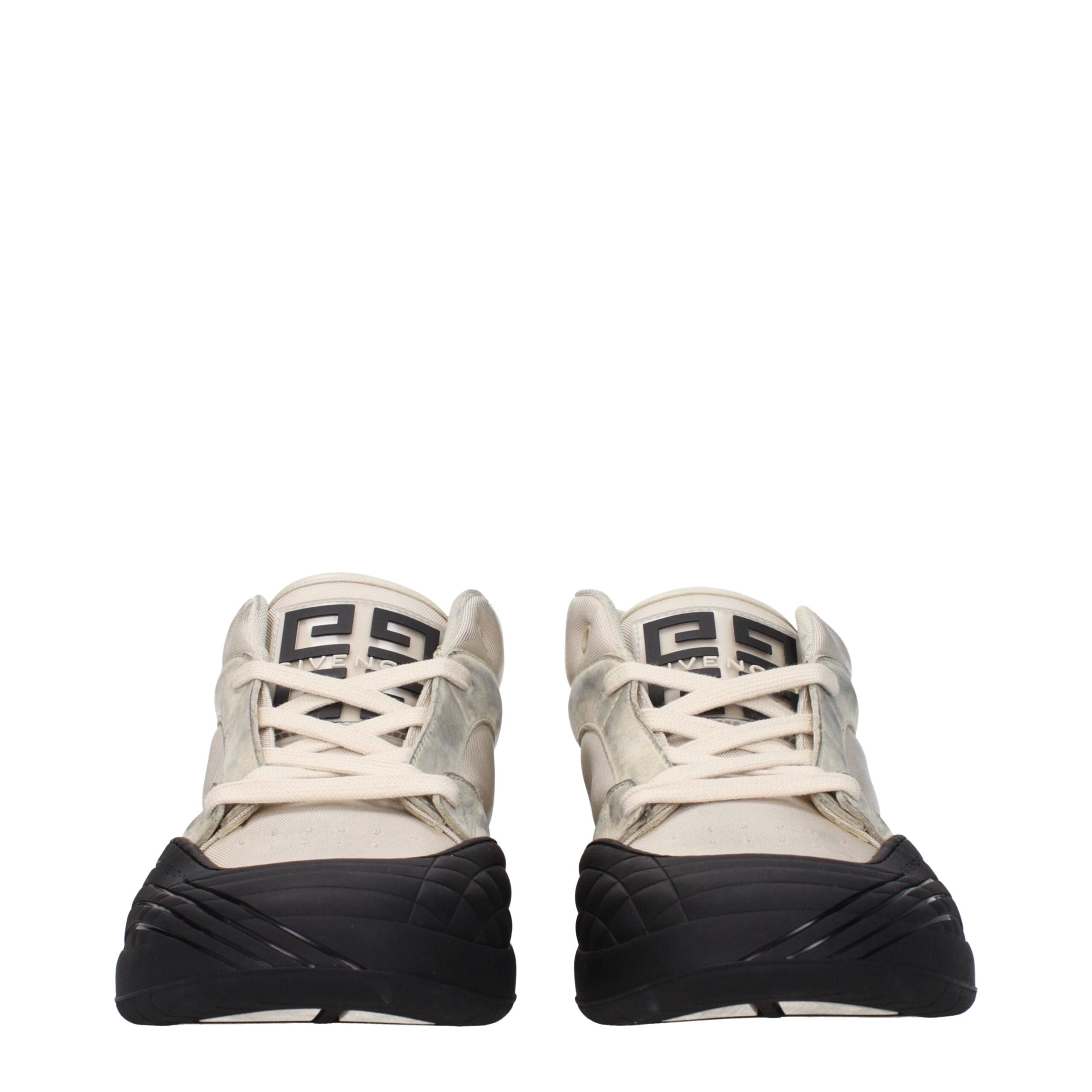 Beige Fabric Chunky Sneakers - ventzia