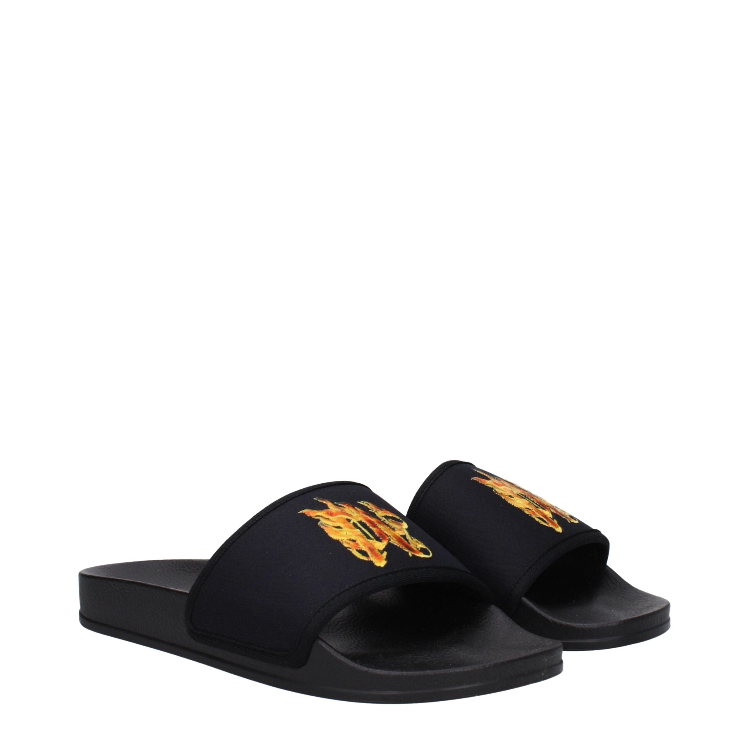 Black Fabric Slippers - ventzia