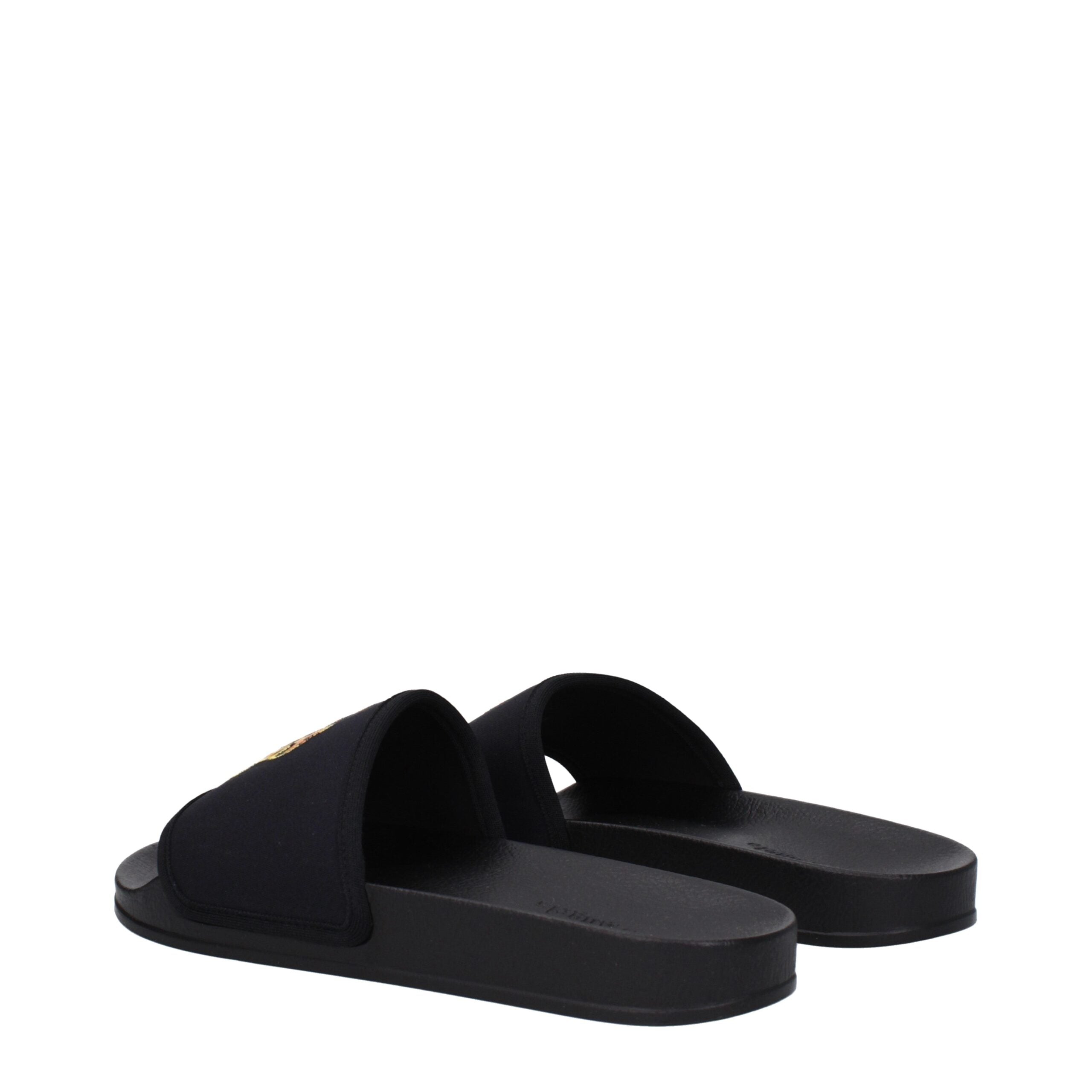 Black Fabric Slippers - ventzia