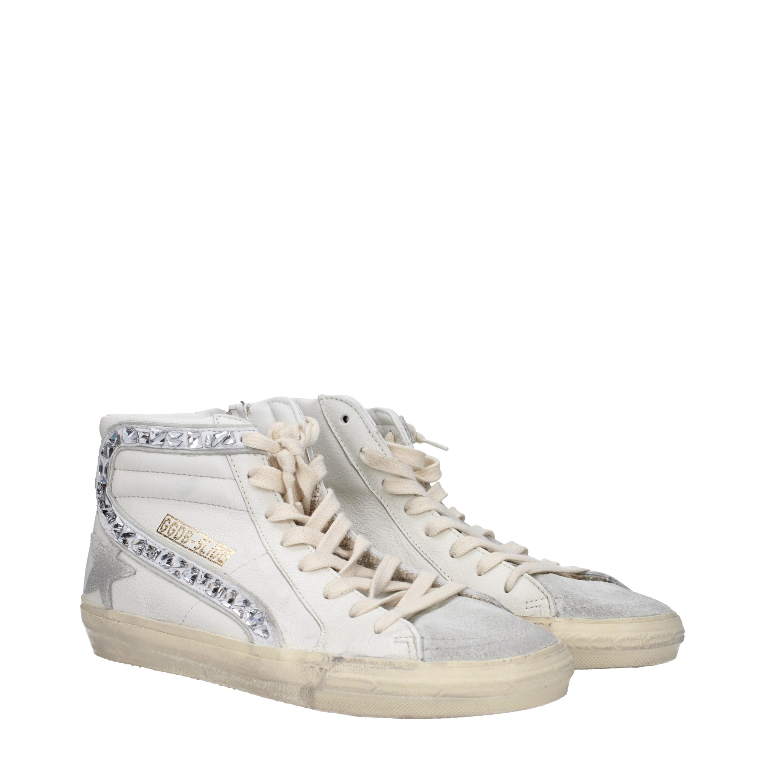 White Leather High Top Sneakers - ventzia