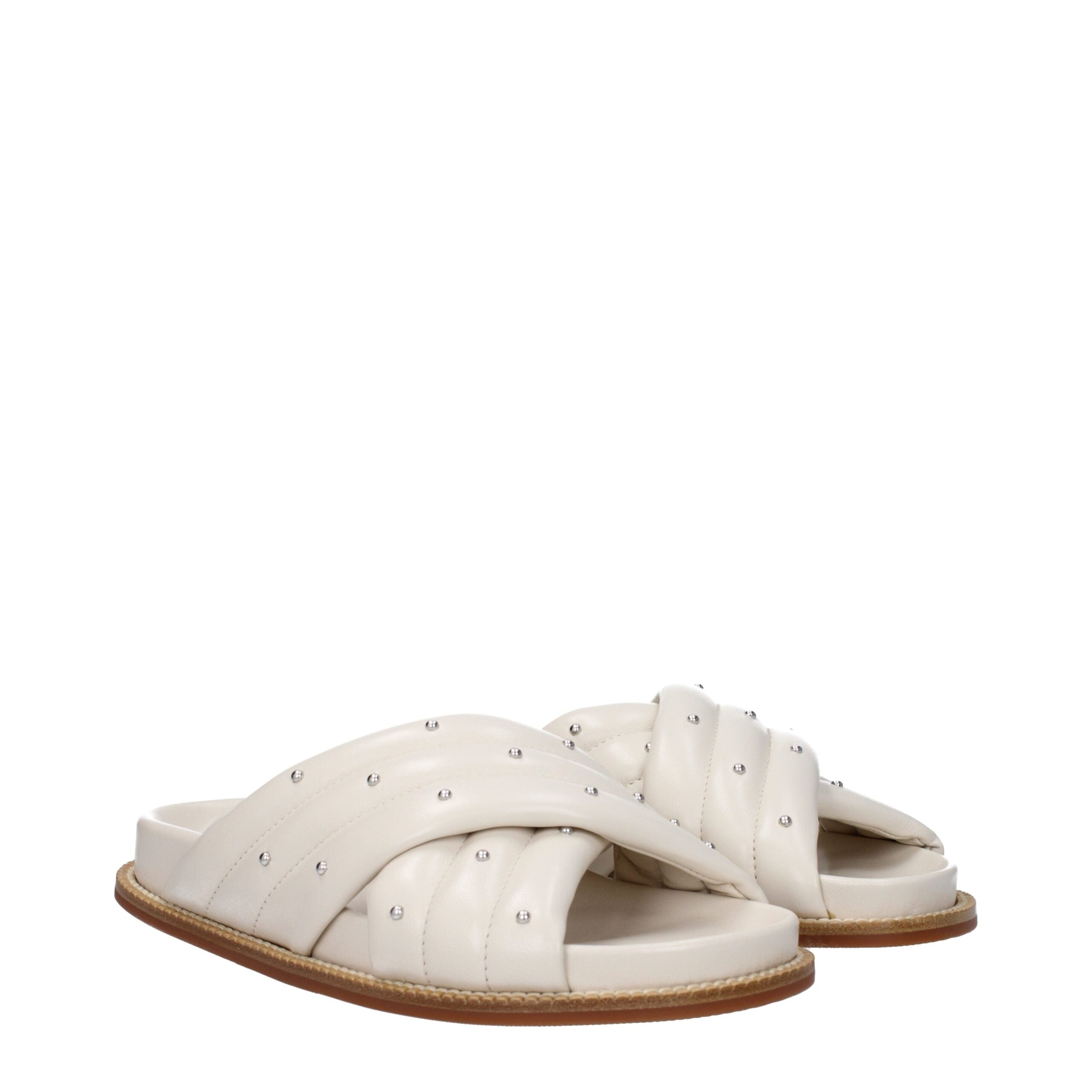 Beige Leather Slippers - ventzia