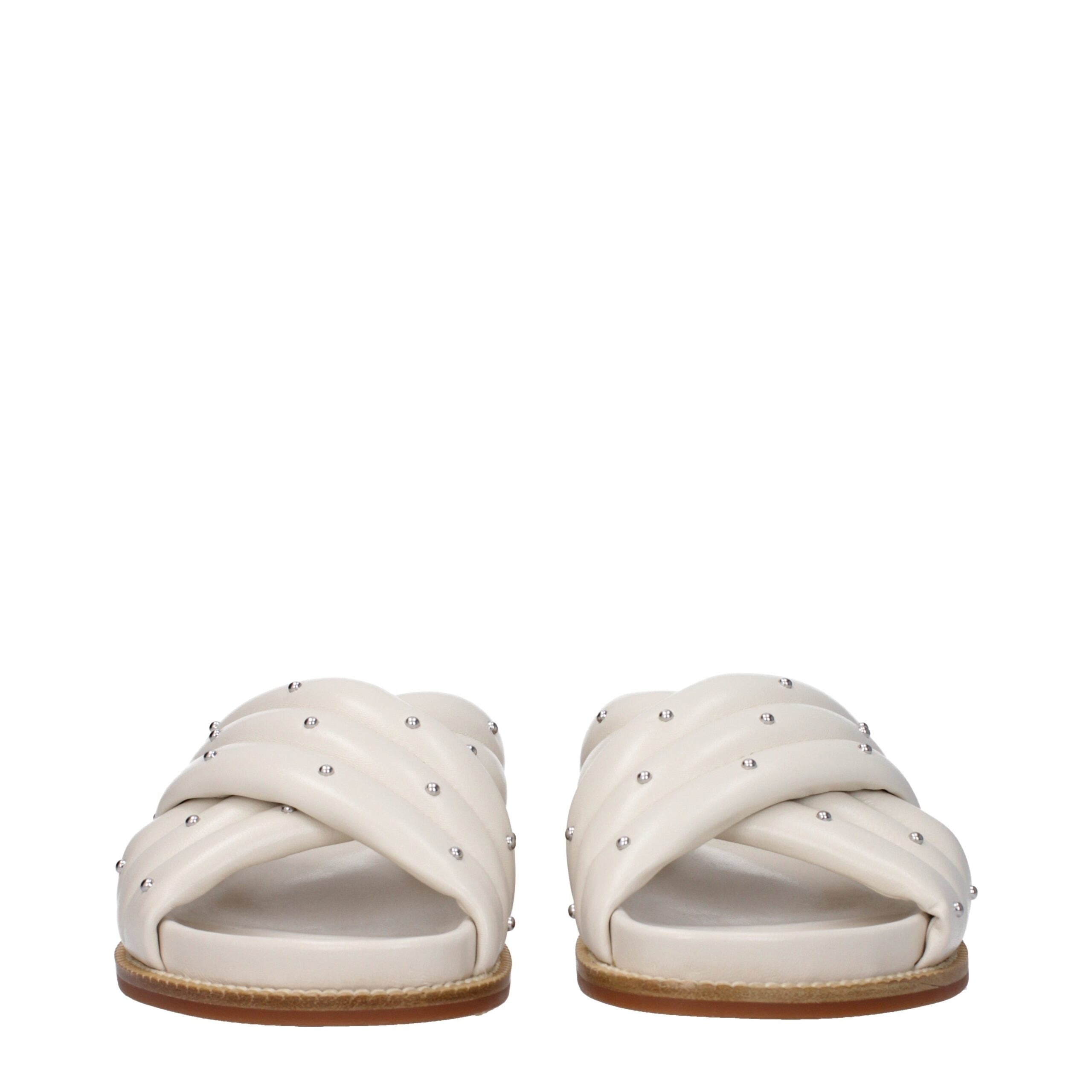 Beige Leather Slippers - ventzia