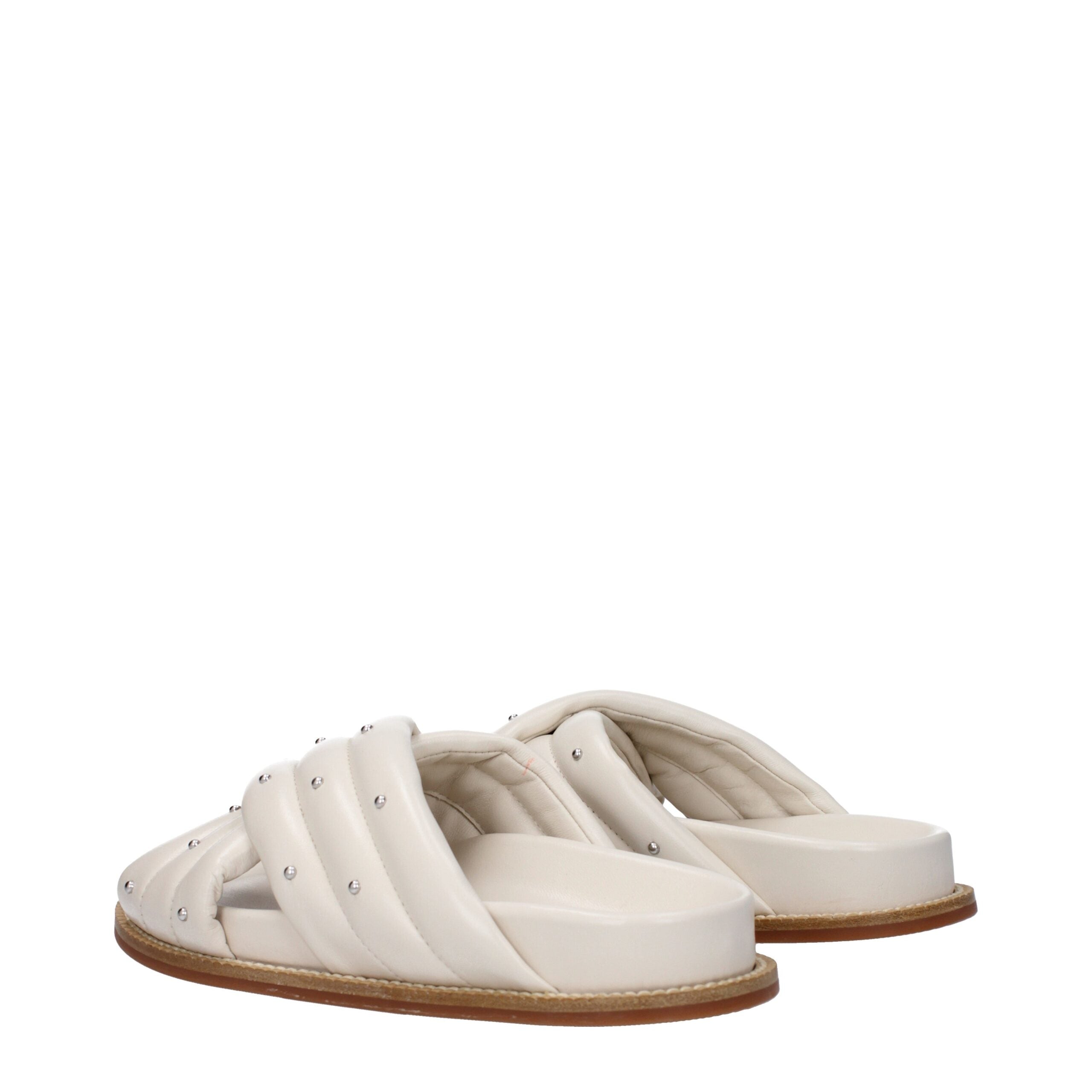 Beige Leather Slippers - ventzia