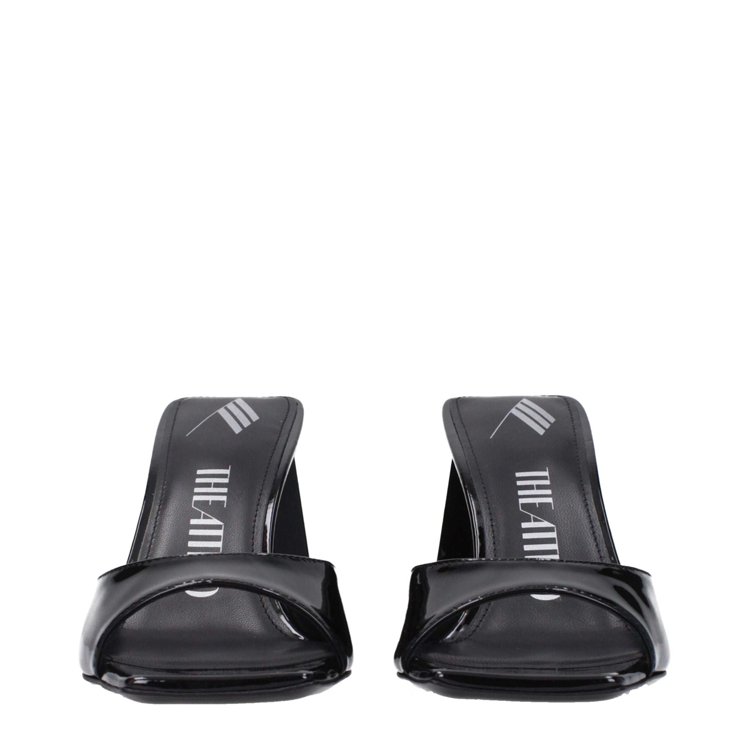 Black Leather Stiletto Heel Sandals