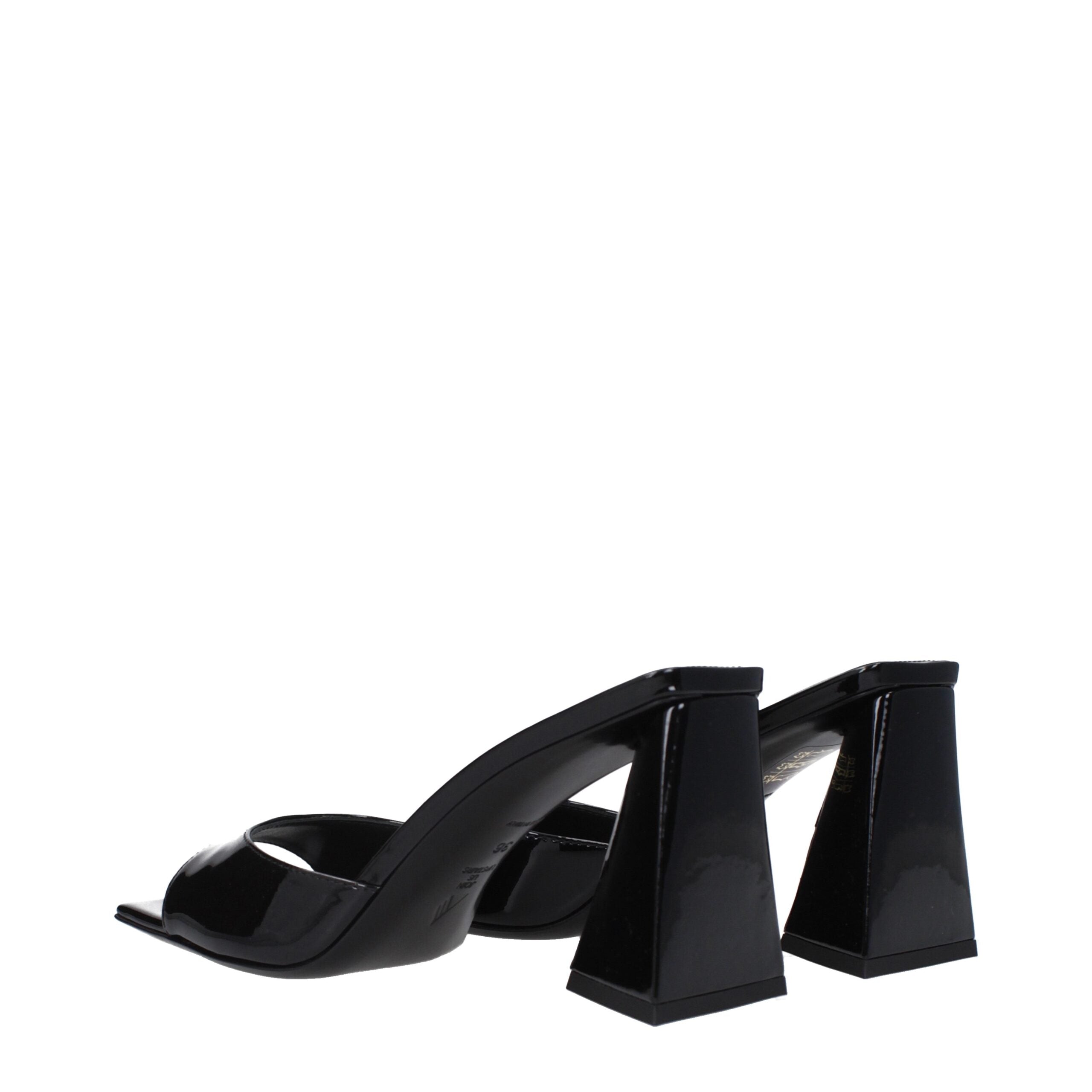 Black Leather Stiletto Heel Sandals - ventzia