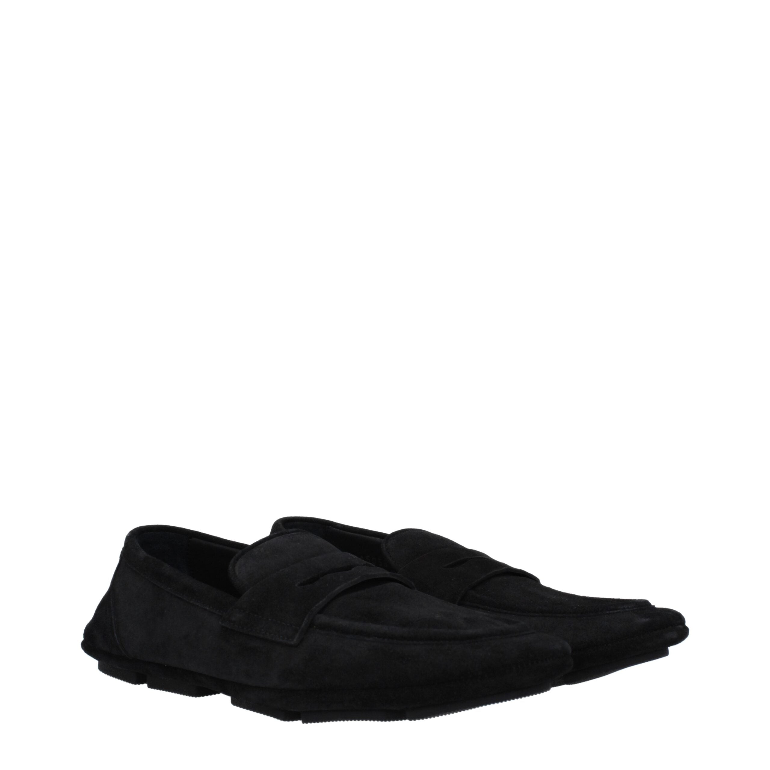 Black Leather Slip-On Loafers - ventzia