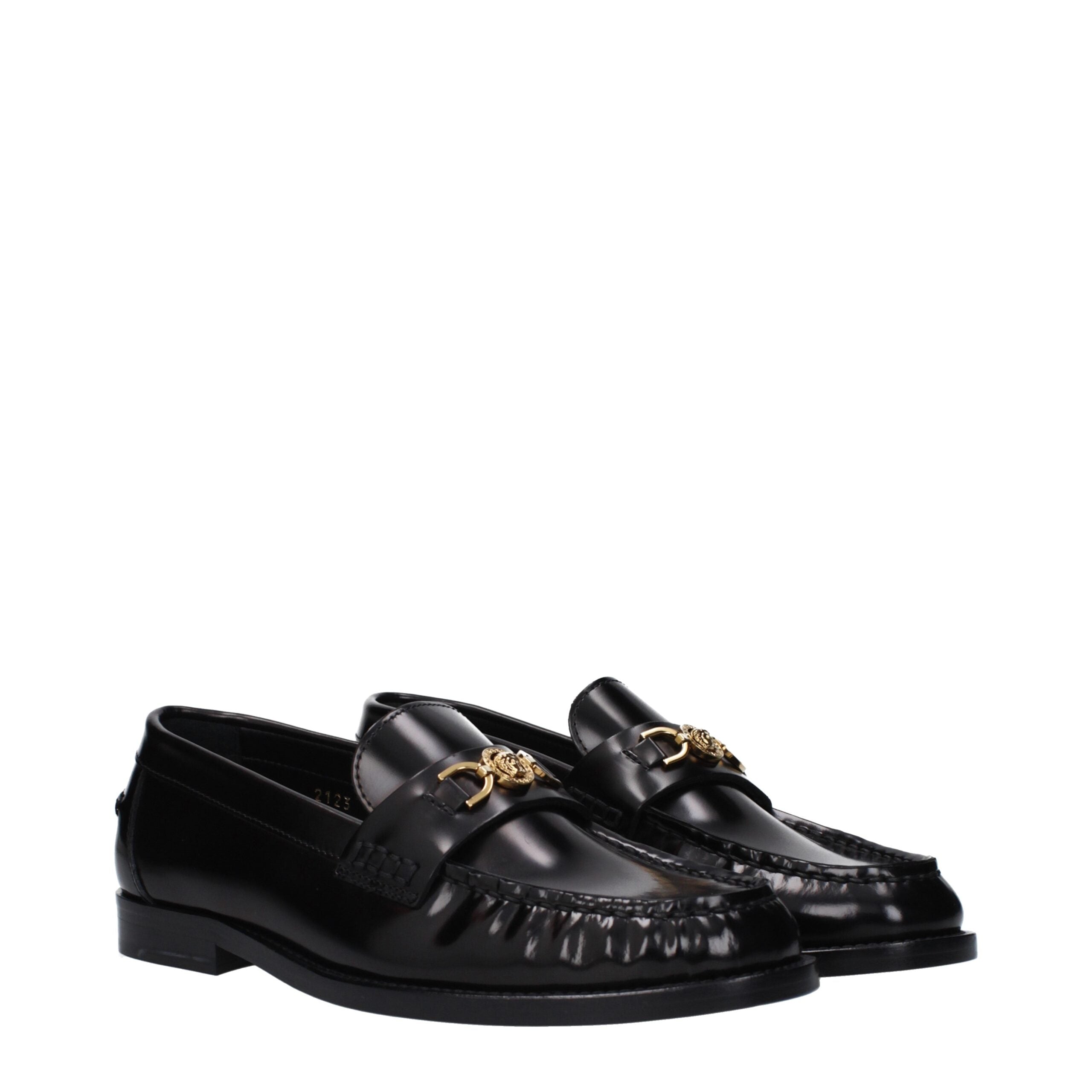Black Leather Slip-On Loafers - ventzia