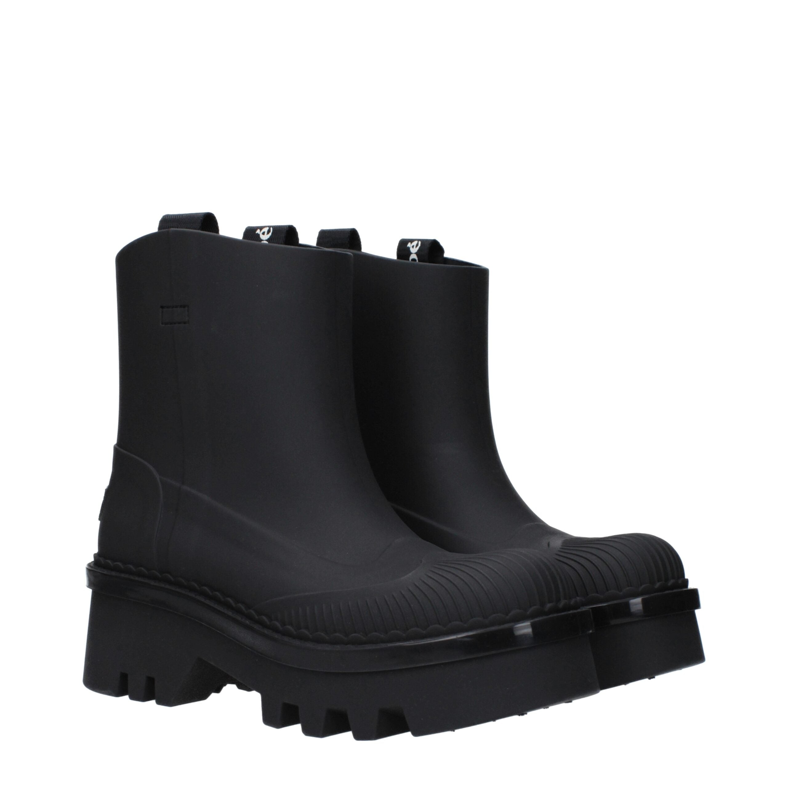 Black Cotton Ankle Boots - ventzia