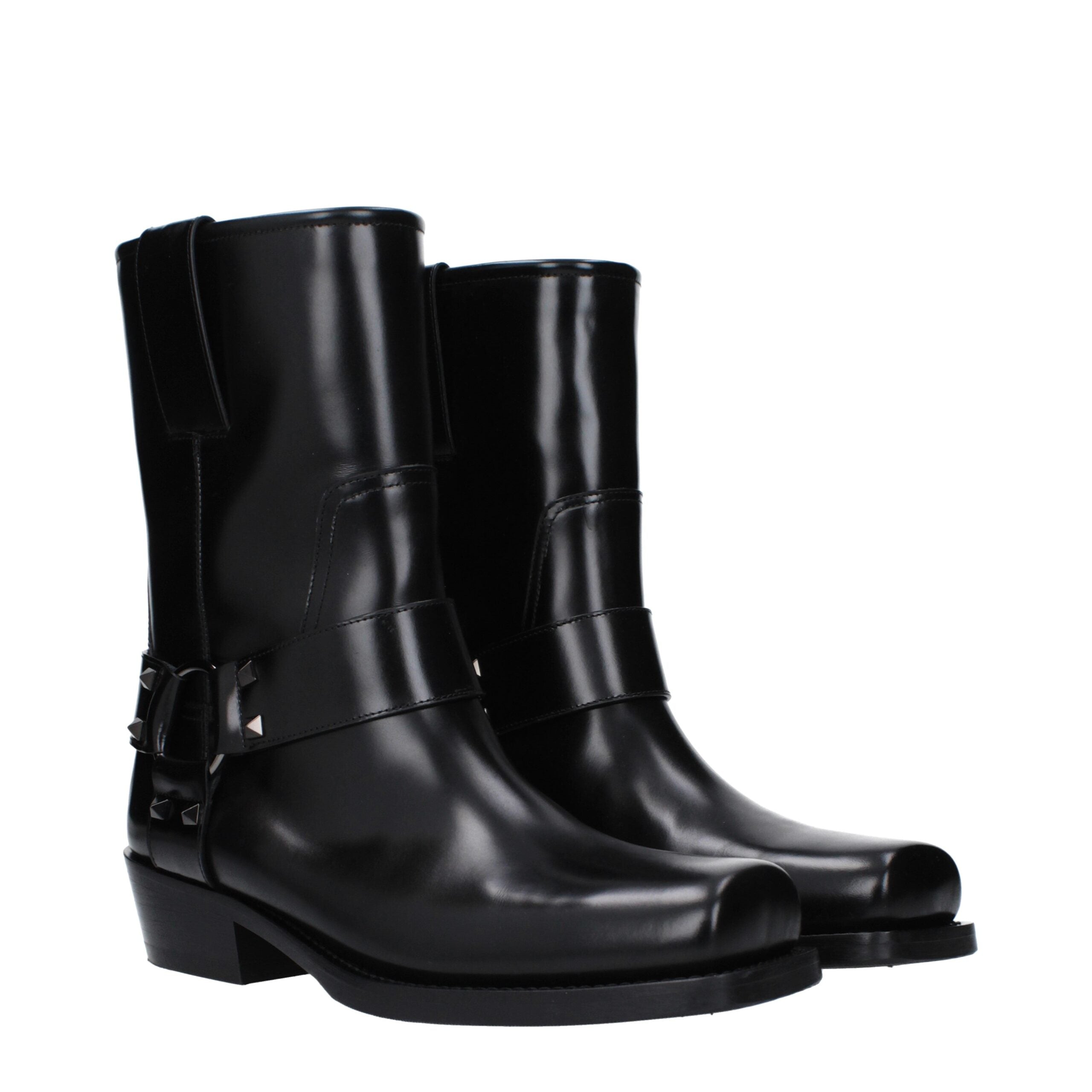 Black Leather Ankle Boots - ventzia