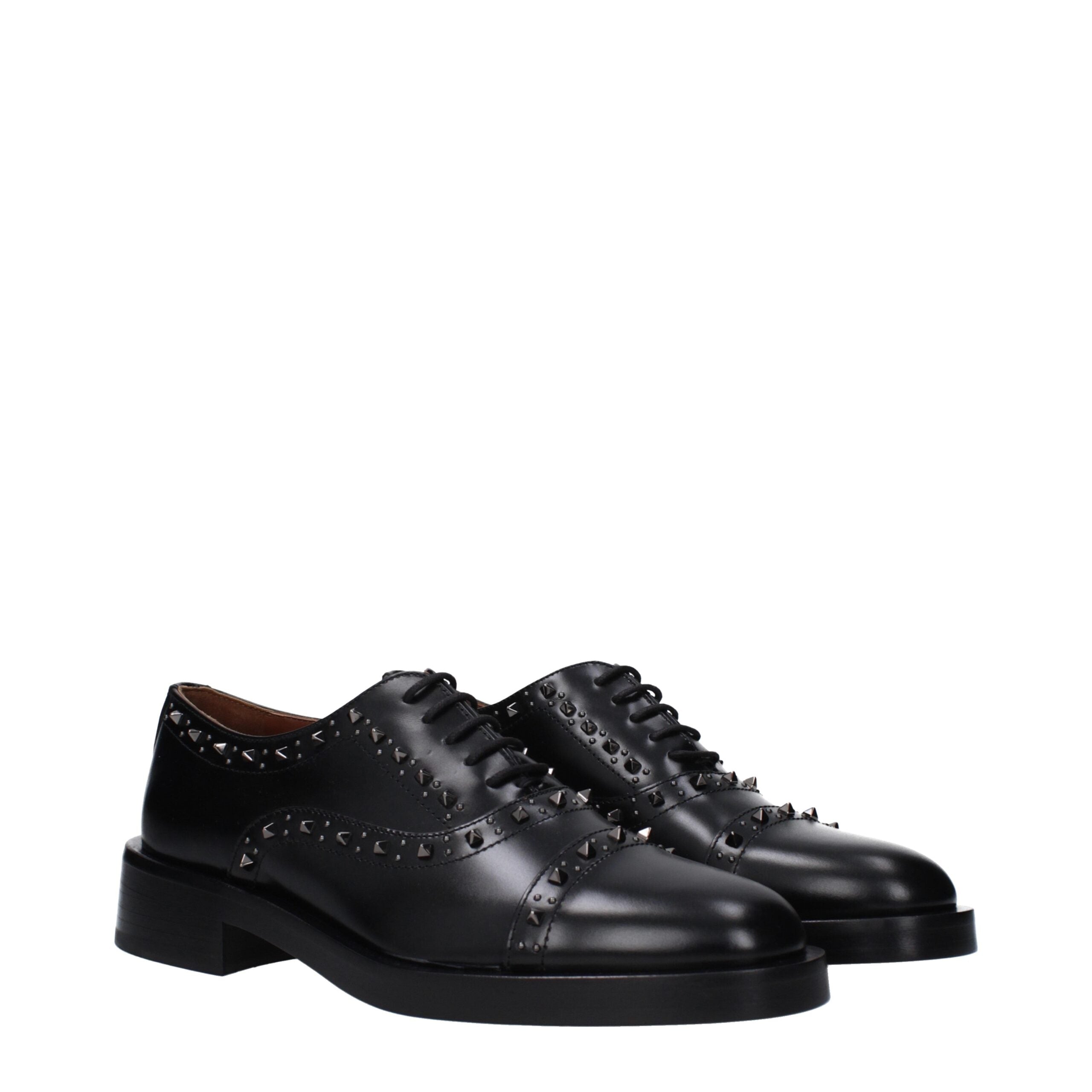 Black Leather Oxfords And Derbies - ventzia
