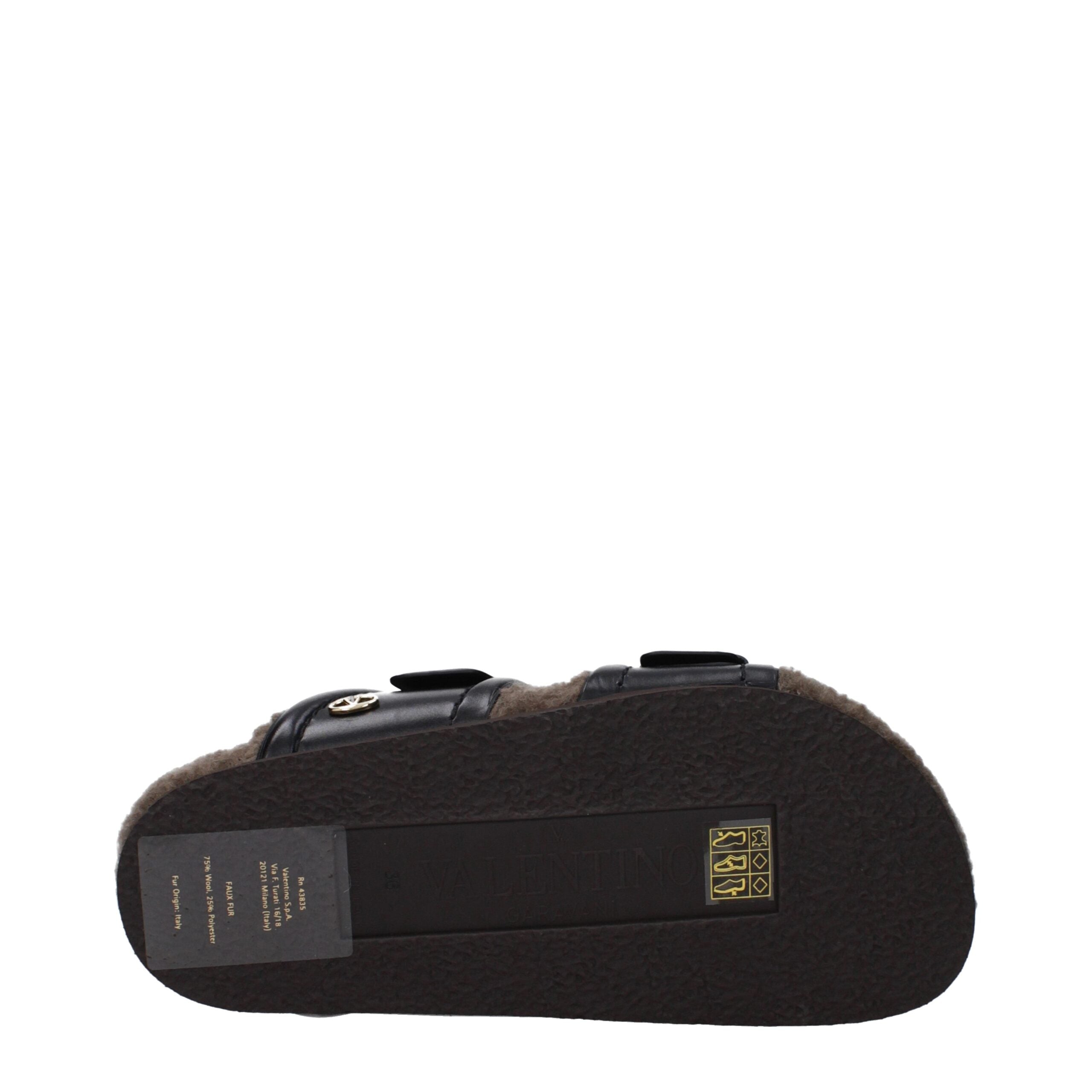 Black Leather Slippers - ventzia
