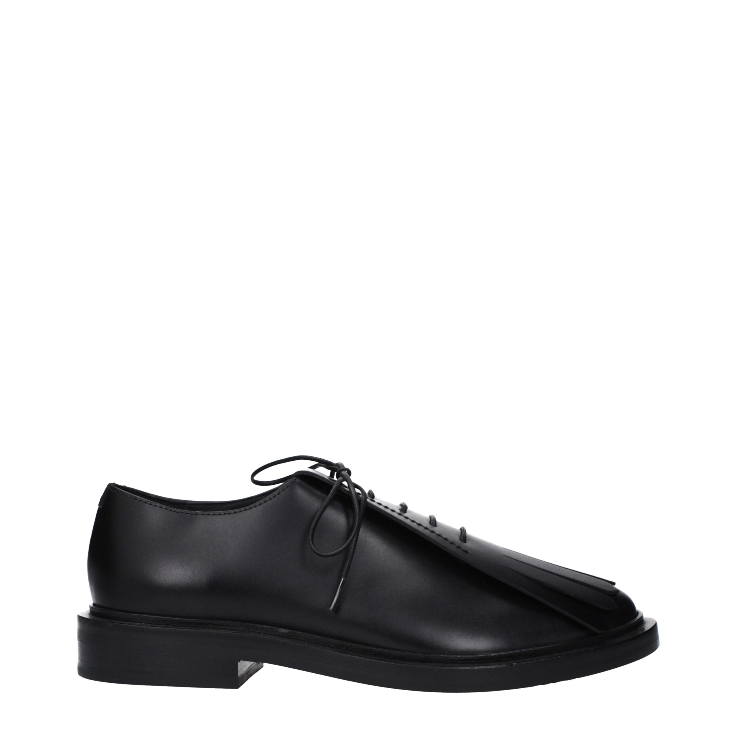Black Leather Oxfords And Derbies - ventzia