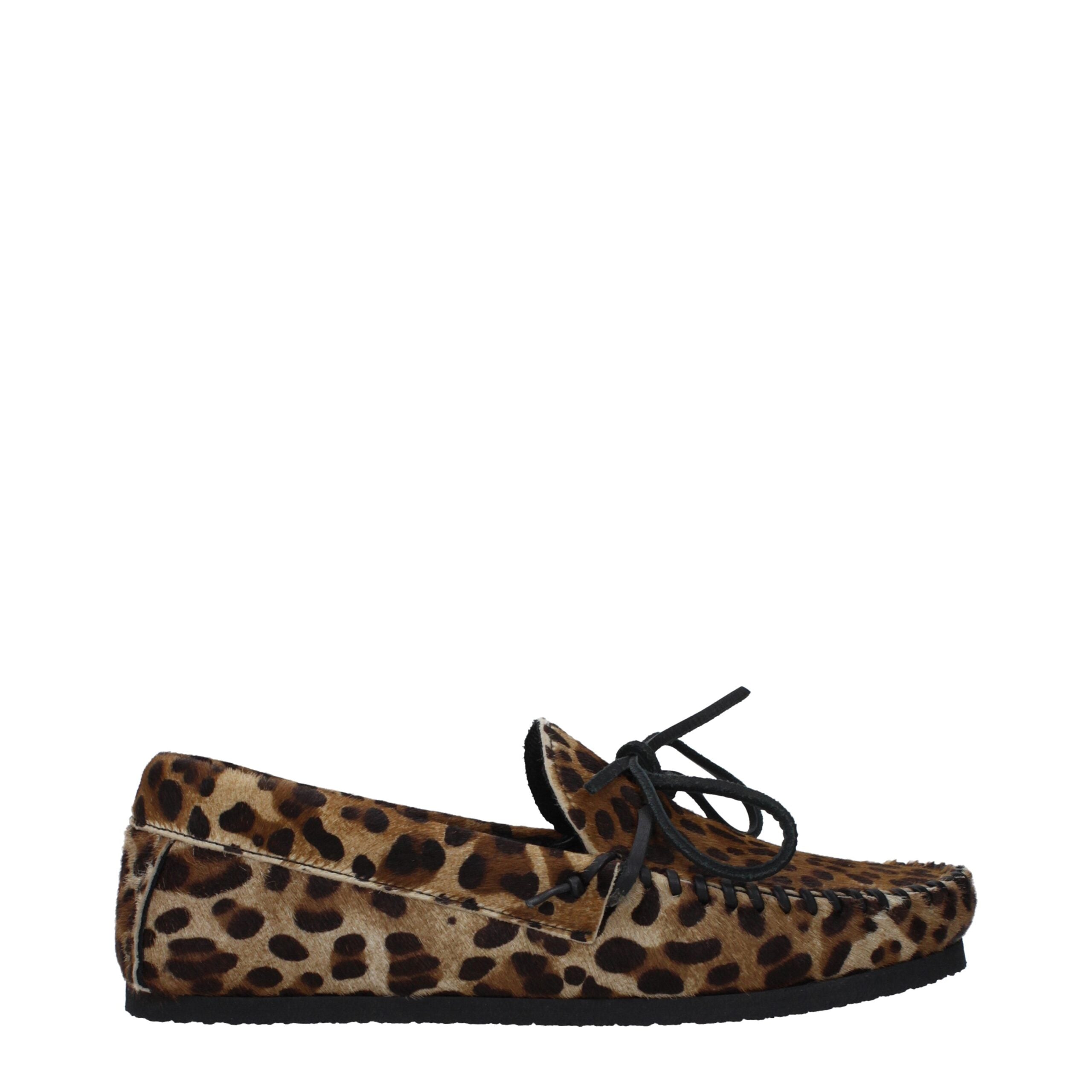 Brown Horsehair Slip-On Loafers - ventzia