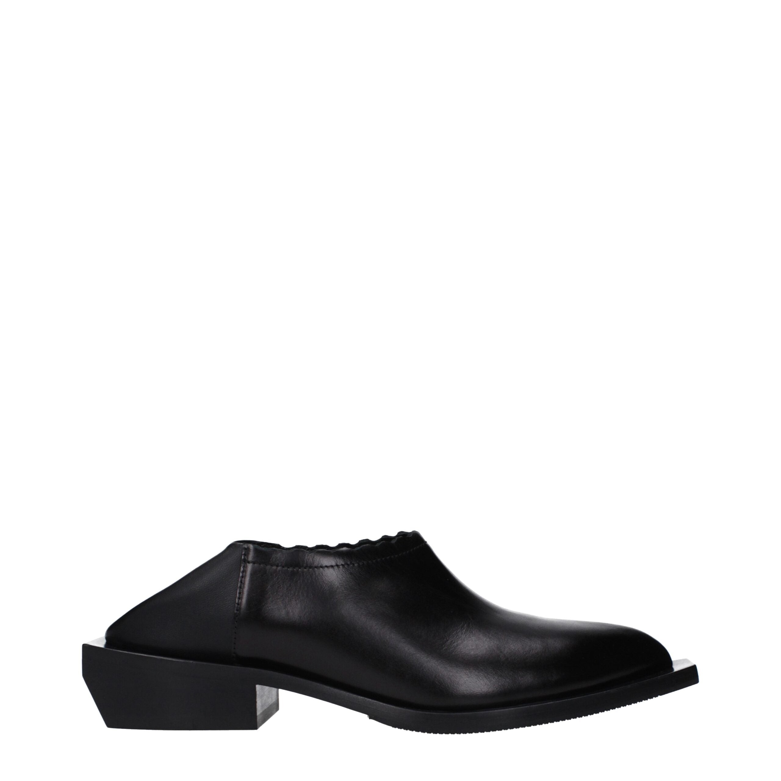 Black Leather Mules - ventzia