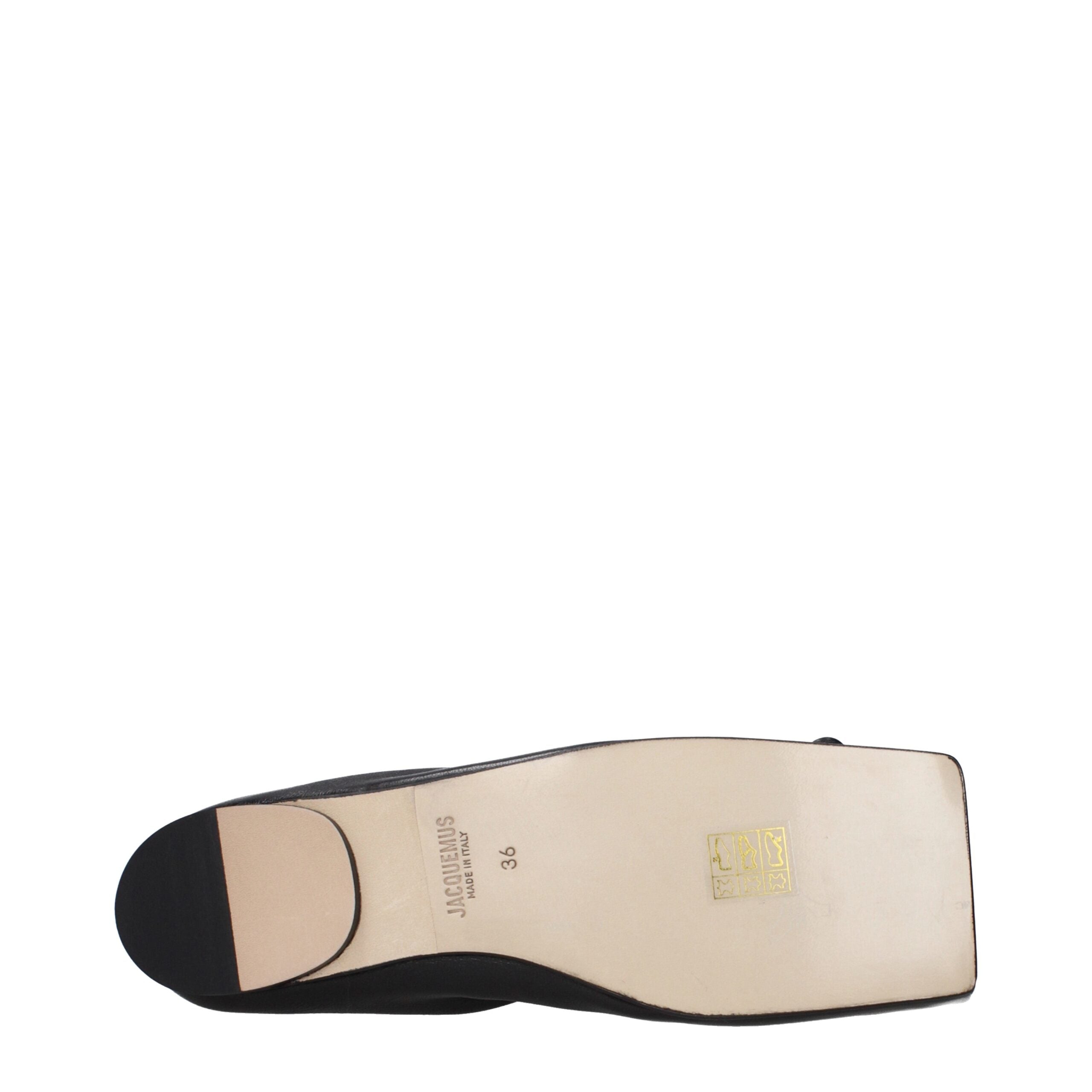 Black Leather Ballet Flats - ventzia