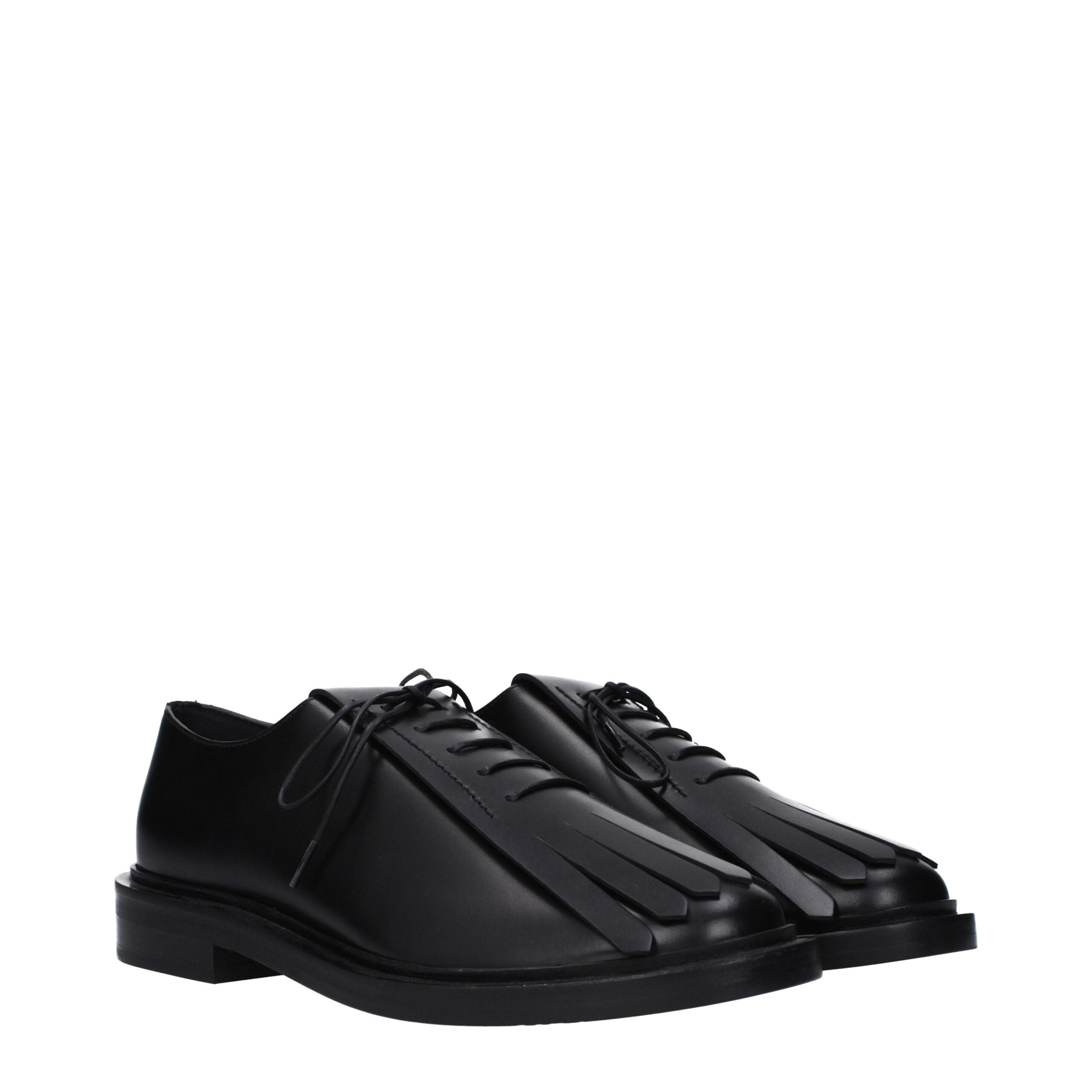 Black Leather Oxfords And Derbies - ventzia