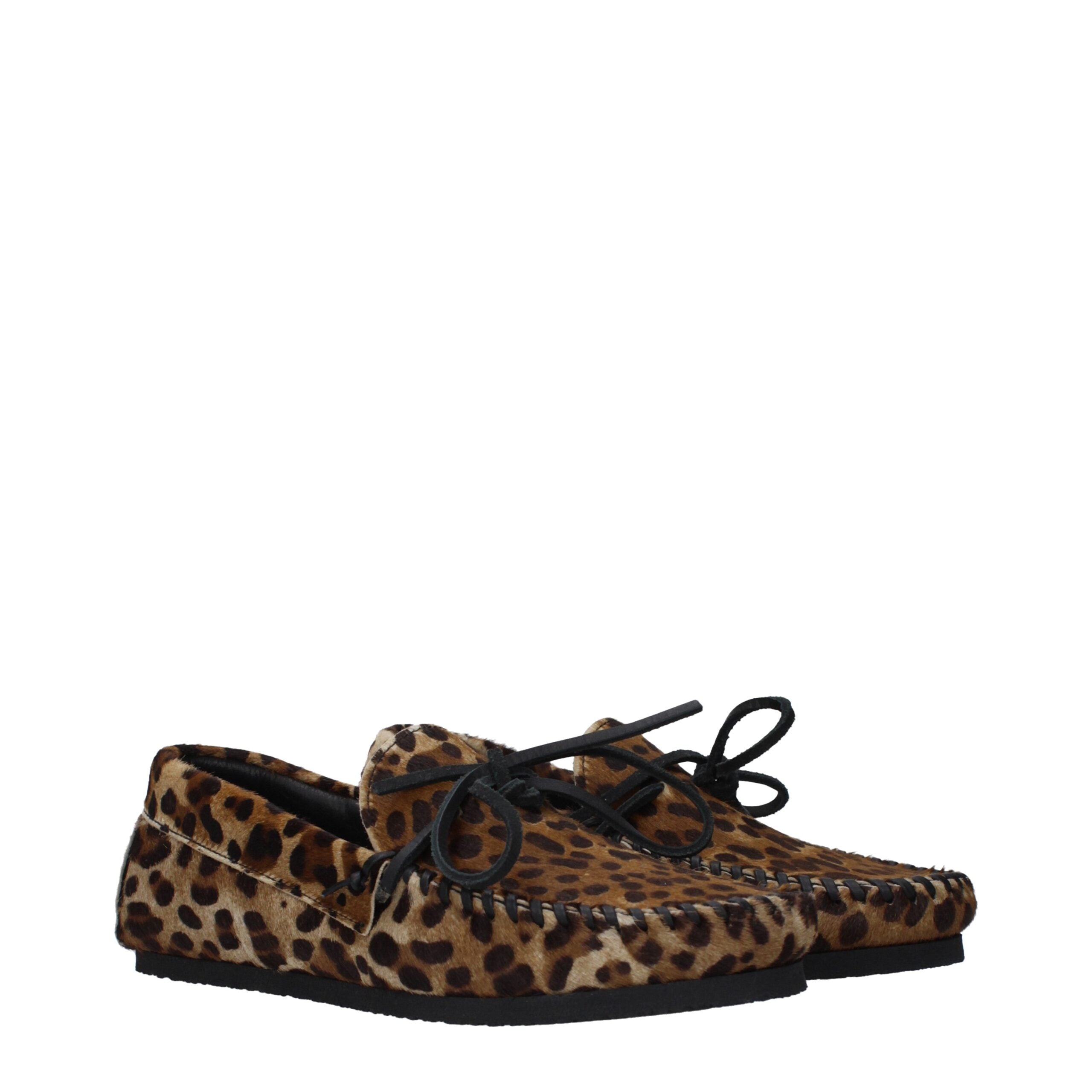Brown Horsehair Slip-On Loafers - ventzia