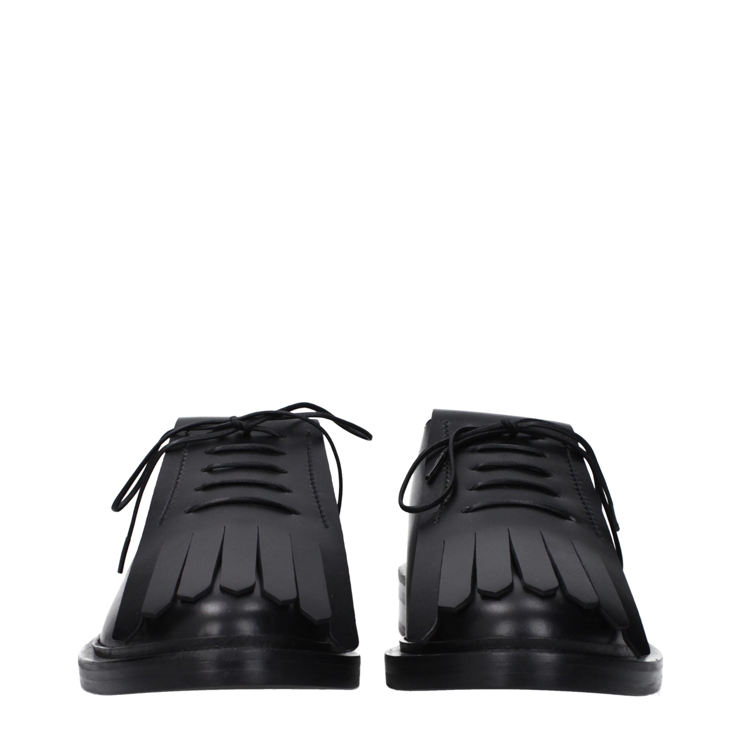 Black Leather Oxfords And Derbies - ventzia