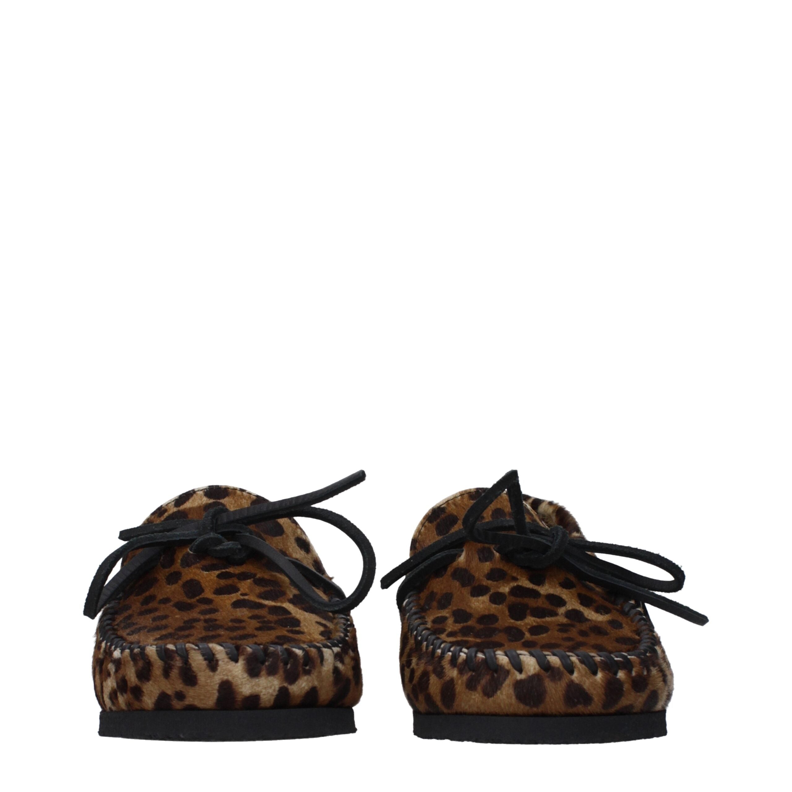 Brown Horsehair Slip-On Loafers - ventzia