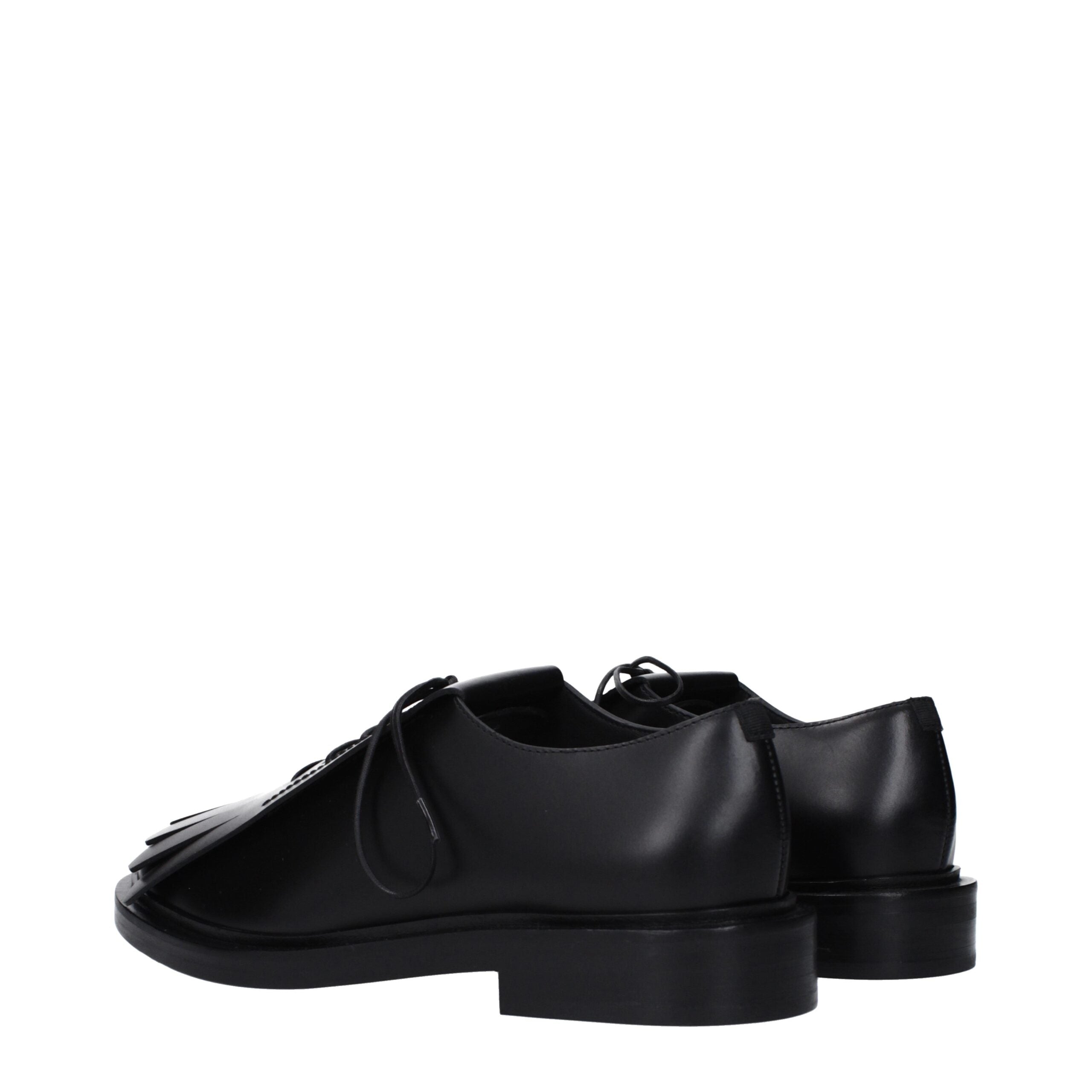 Black Leather Oxfords And Derbies - ventzia